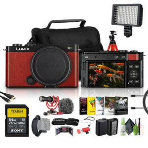 Panasonic Lumix S9 Camera Red , Rode VideoMicro Camera-Mount Shotgun Microphone