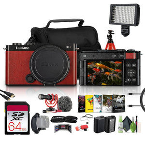 Panasonic Lumix S9 Camera Red , Rode VideoMicro Camera-Mount Shotgun Microphone