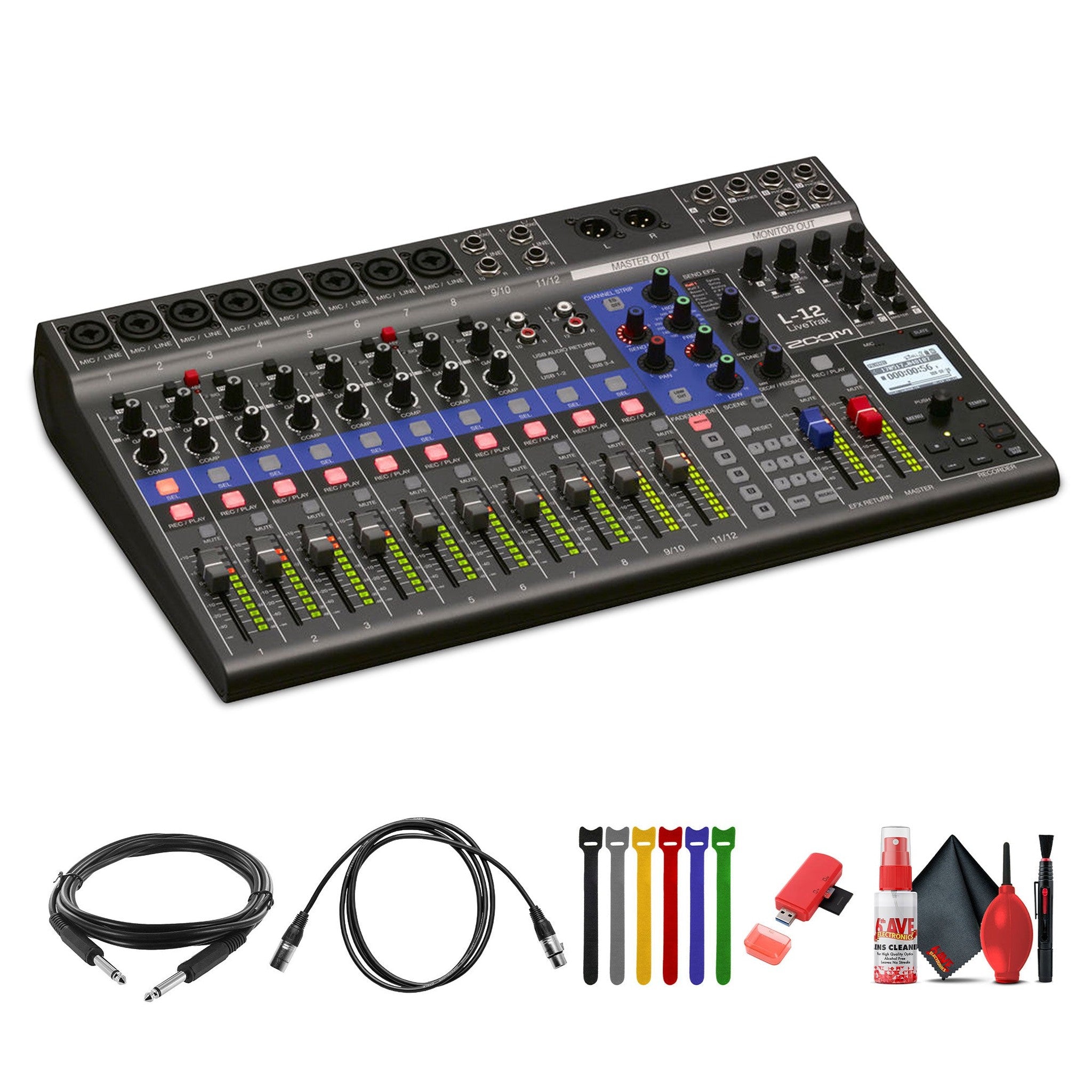 Zoom LiveTrak L-12-12-Channel Digital Mixer, Memory Card microSDXC 64GB, Bundle