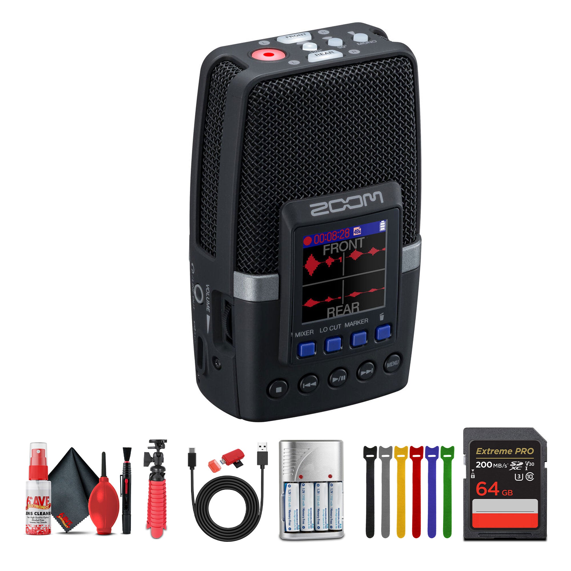 Zoom H2essential Multi-Mic32-Bit Float Handy Recorder + Bluetooth Adapter, Bundle
