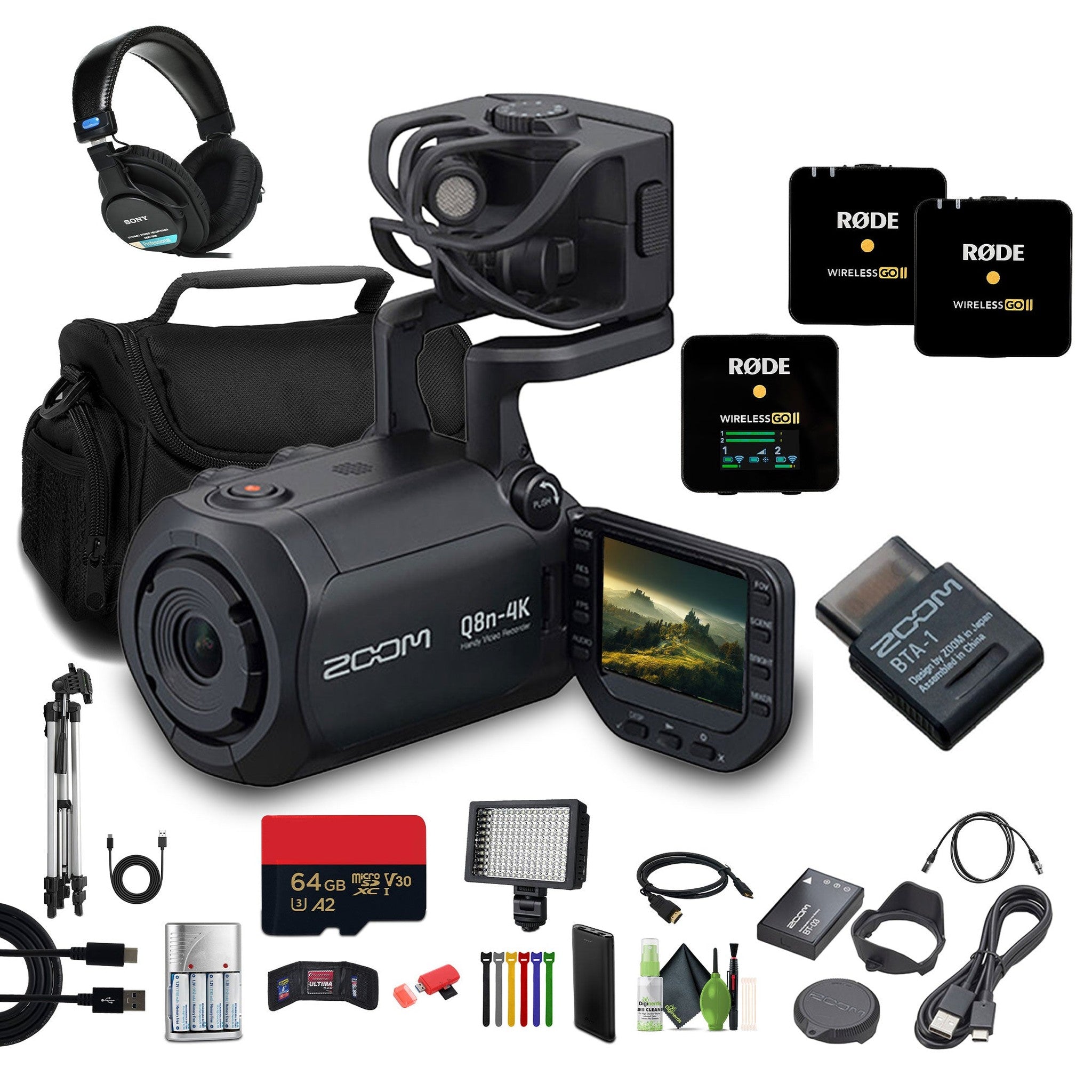 Zoom Q8n-4k Handy Video Recorder, Sony MDR-7506 Stereo Headphones, Bundle