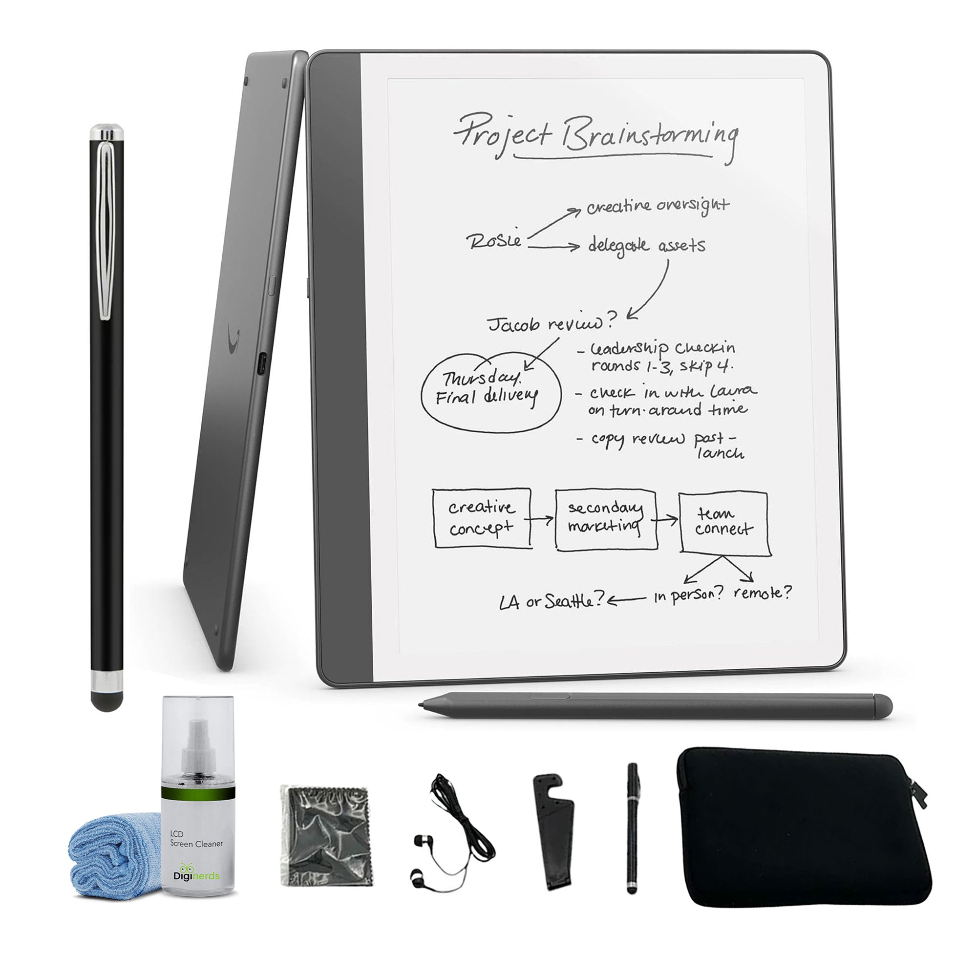 Kindle Scribe 16 GB - Redesigned display with uniform borders. Now write directly on books and documents. With built-in notebook summarization. Includes Premium Pen - Tungsten + More
