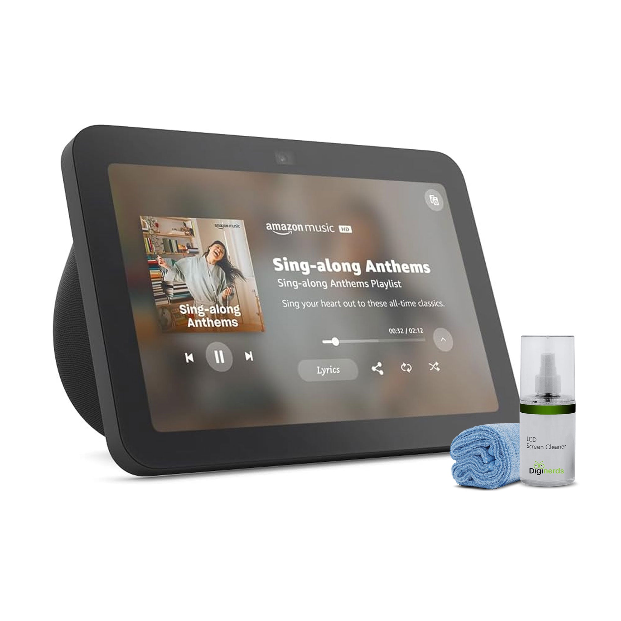 Echo Show 8 (3rd Generation) 8-inch Smart Display with Alexa - Charcoal + Screen Cleaning Kit
