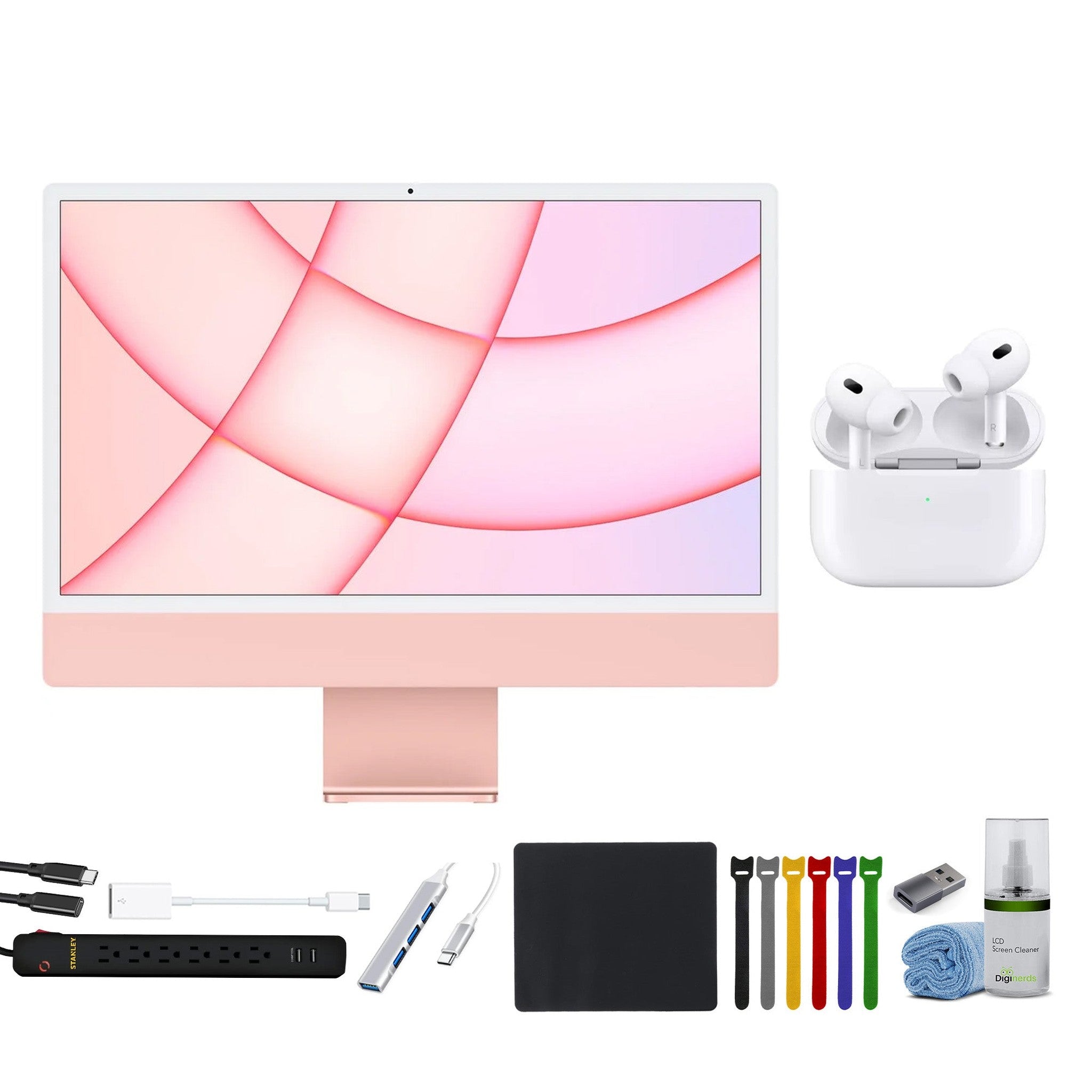 Apple iMac 24-inch, Apple M1 chip, 8-Core CPU and 7core GPU + AirPods 4 + More - Reconditioned Apple