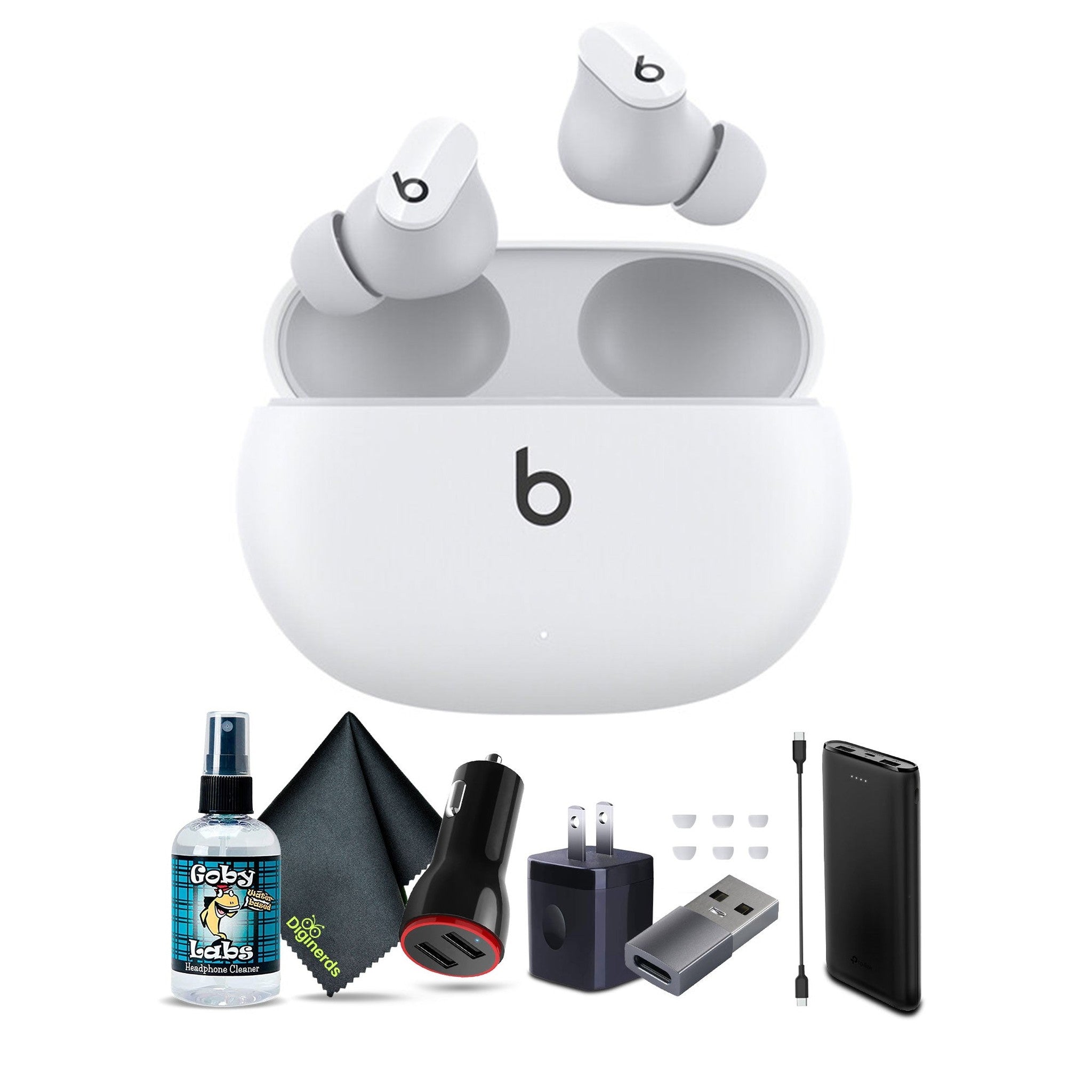 Beats by Dr. Dre Studio Buds Noise Canceling True Wireless In-Ear Headphones White Bundle with Accessories Beats