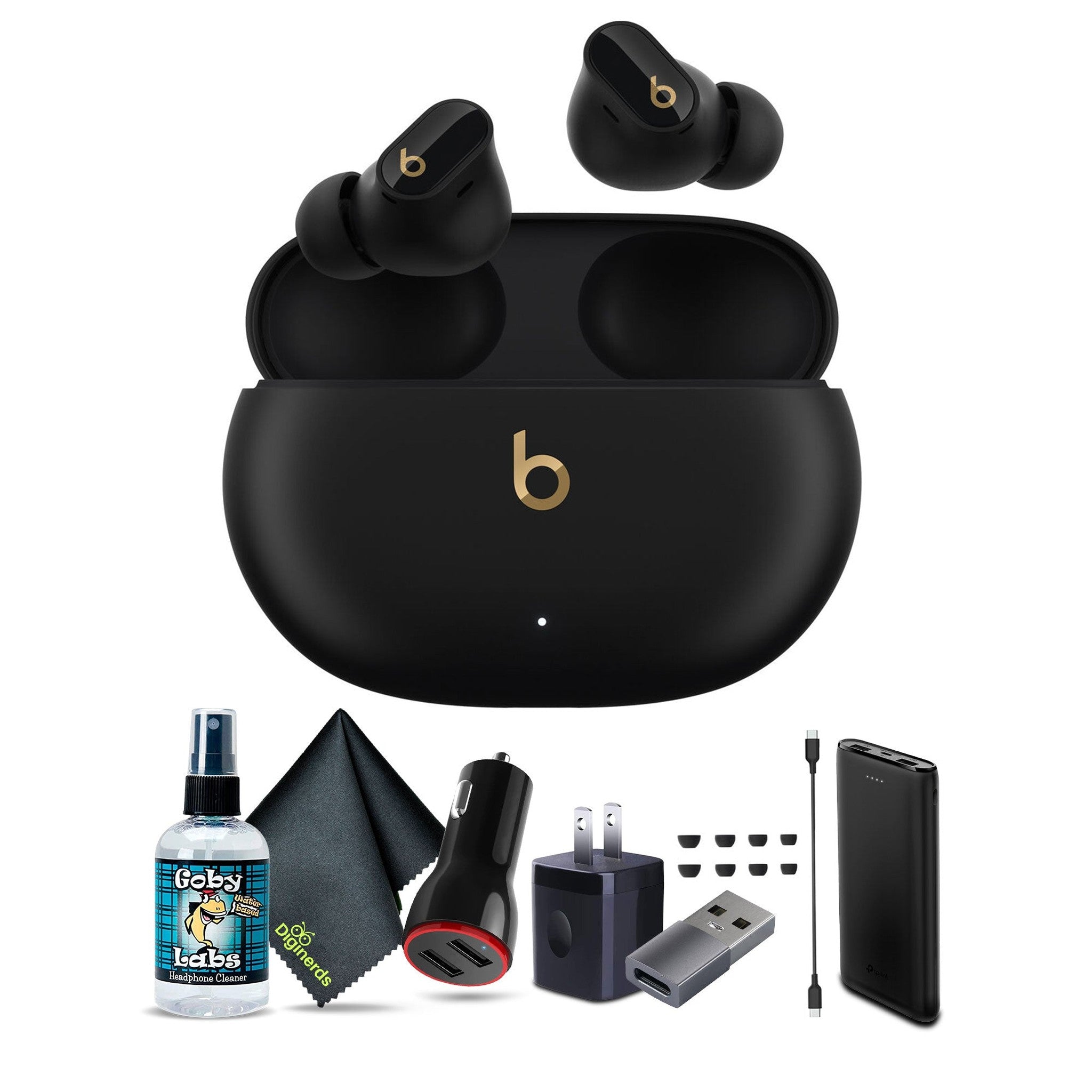 Beats by Dr. Dre Studio Buds+ Noise Canceling True Wireless In-Ear Headphones Black and Gold Bundle with Accessories Beats