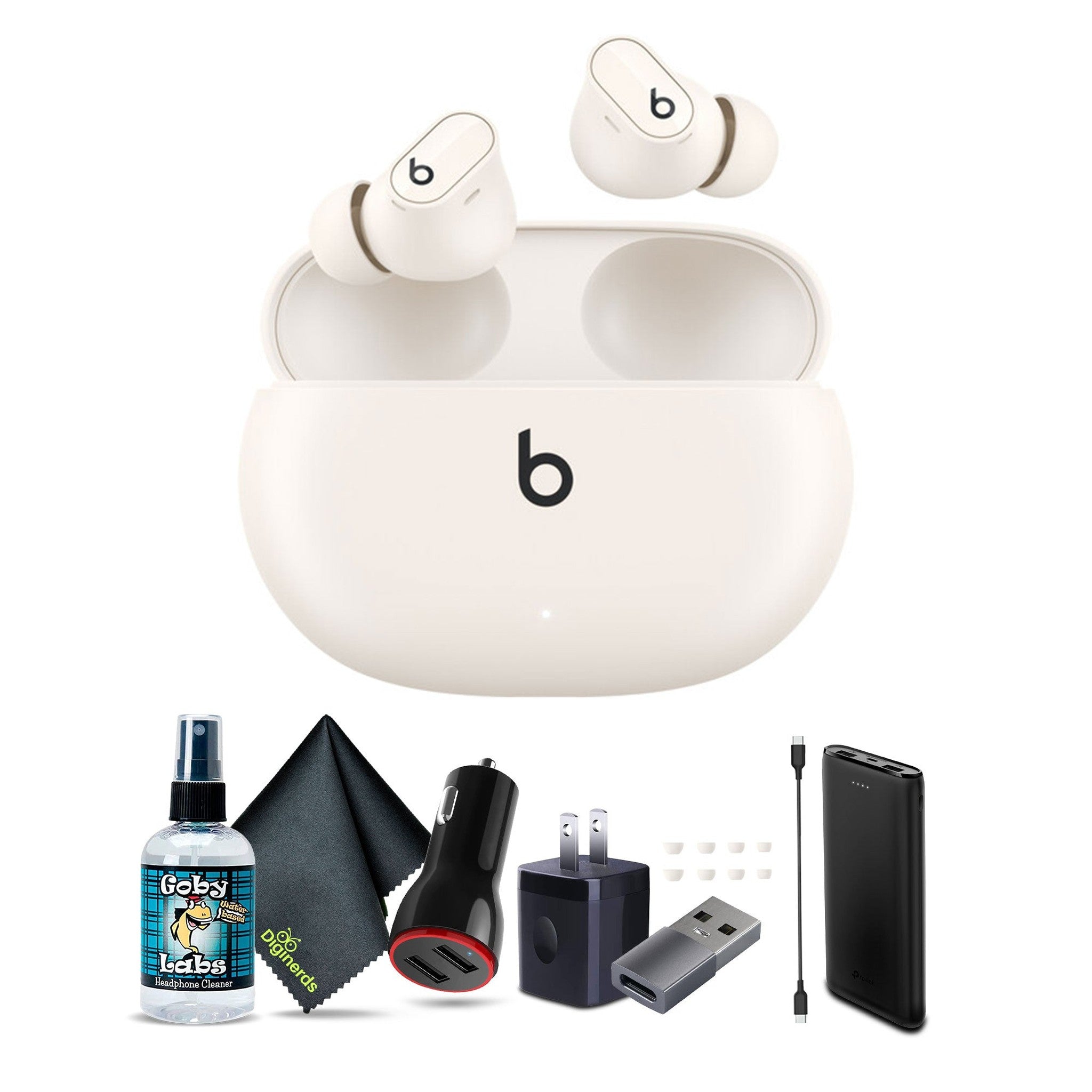 Beats by Dr. Dre Studio Buds+ Noise Canceling True Wireless In-Ear Headphones Ivory Bundle with Accessories Beats