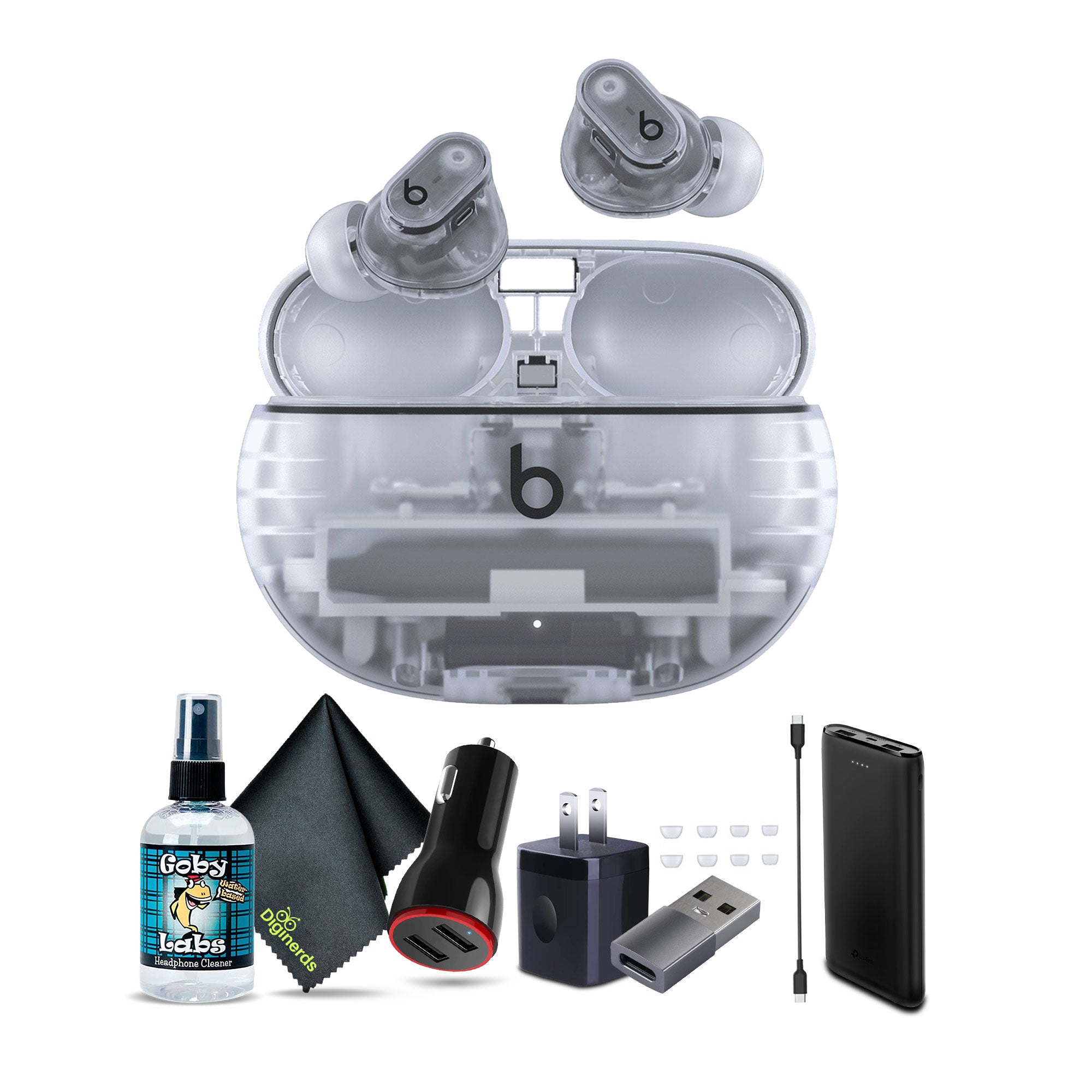 Beats by Dr. Dre Studio Buds+ Noise Canceling True Wireless In-Ear Headphones Transparent Bundle with Accessories