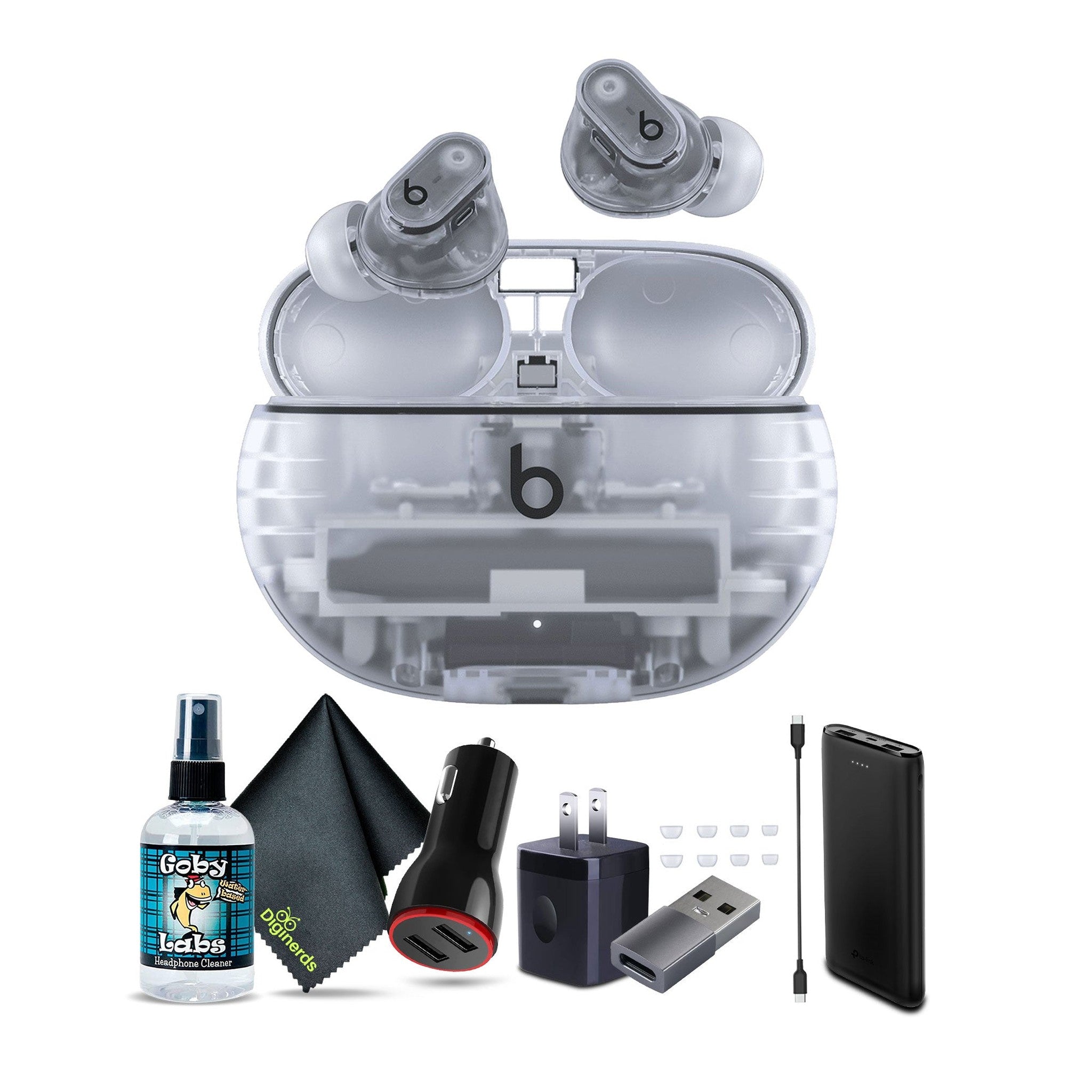 Beats by Dr. Dre Studio Buds+ Noise Canceling True Wireless In-Ear Headphones Transparent Bundle with Accessories Beats
