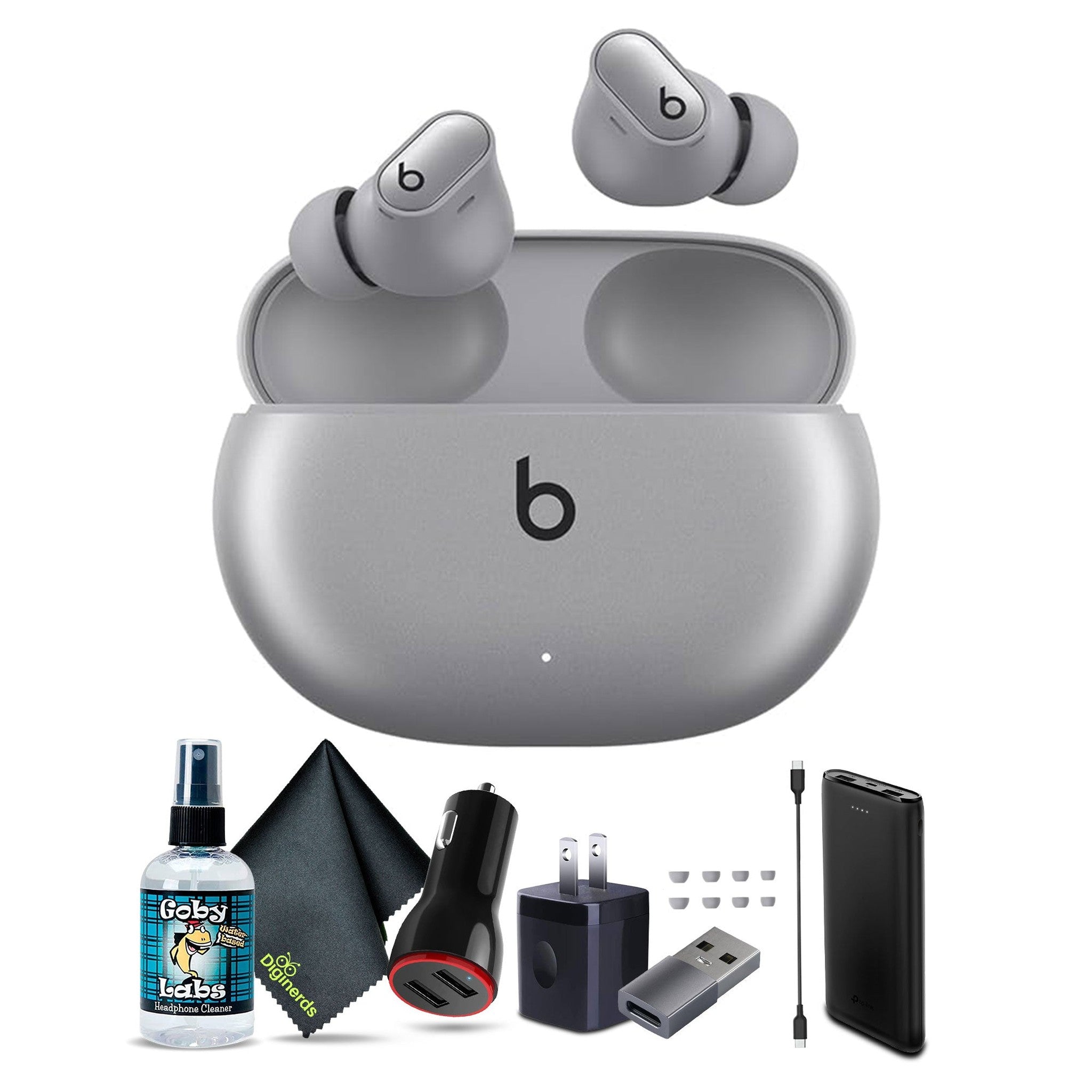 Beats by Dr. Dre Studio Buds+ Noise Canceling True Wireless In-Ear Headphones Cosmic Silver Bundle with Accessories Beats