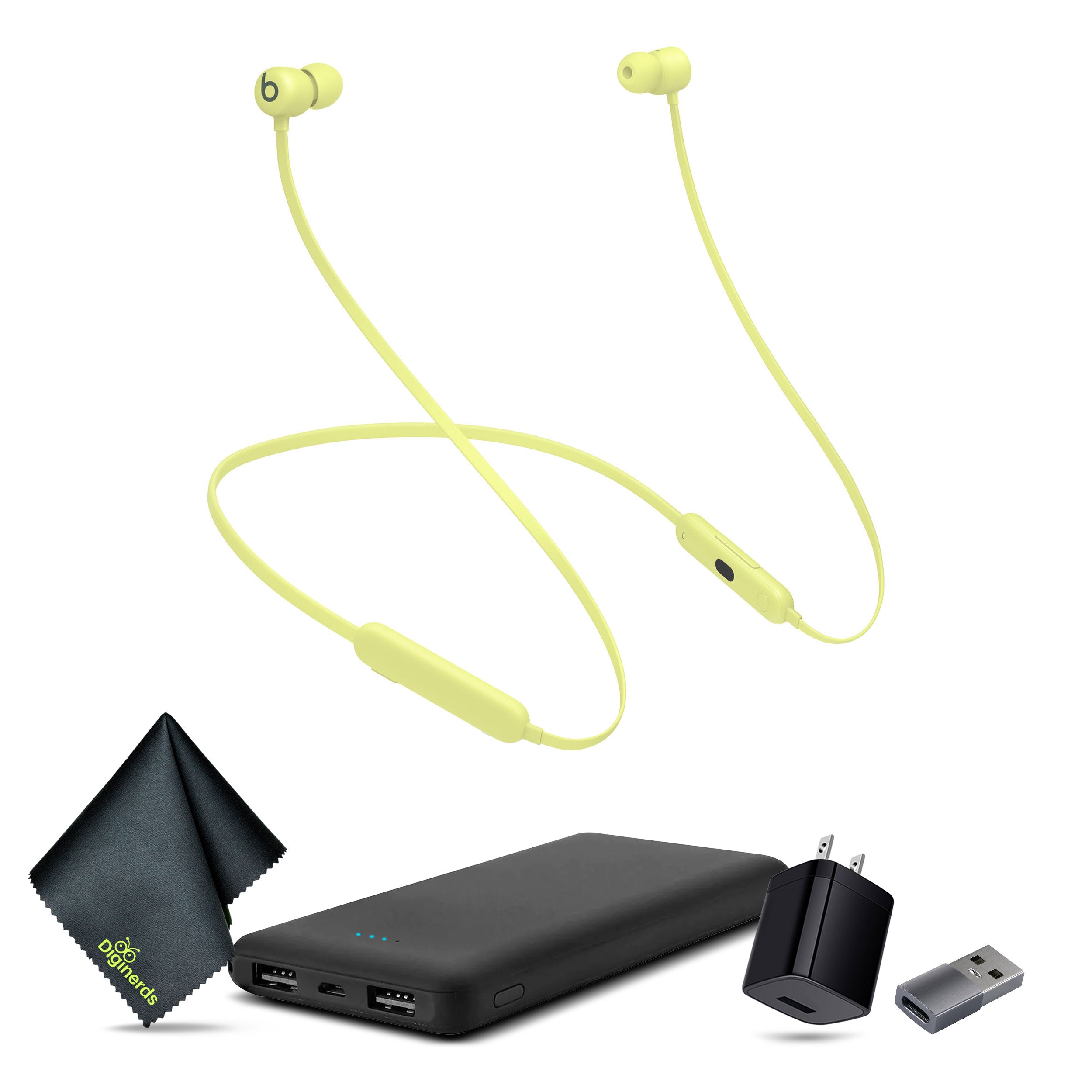 Beats Flex Wireless In-Ear Headphones Yellow Bundle + Accessories