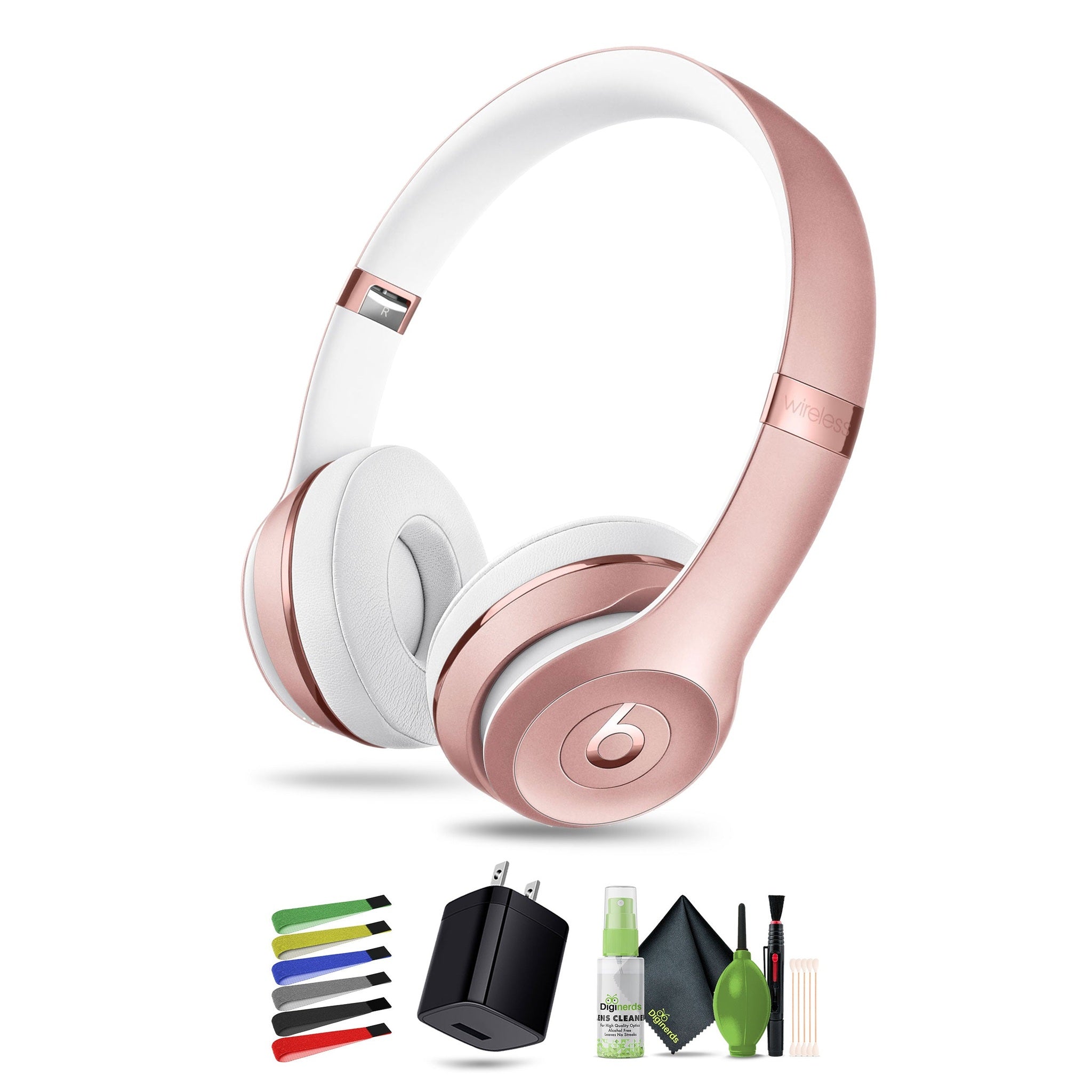Beats Solo3 Wireless On-Ear Headphones Rose Gold Bundle With Accessories