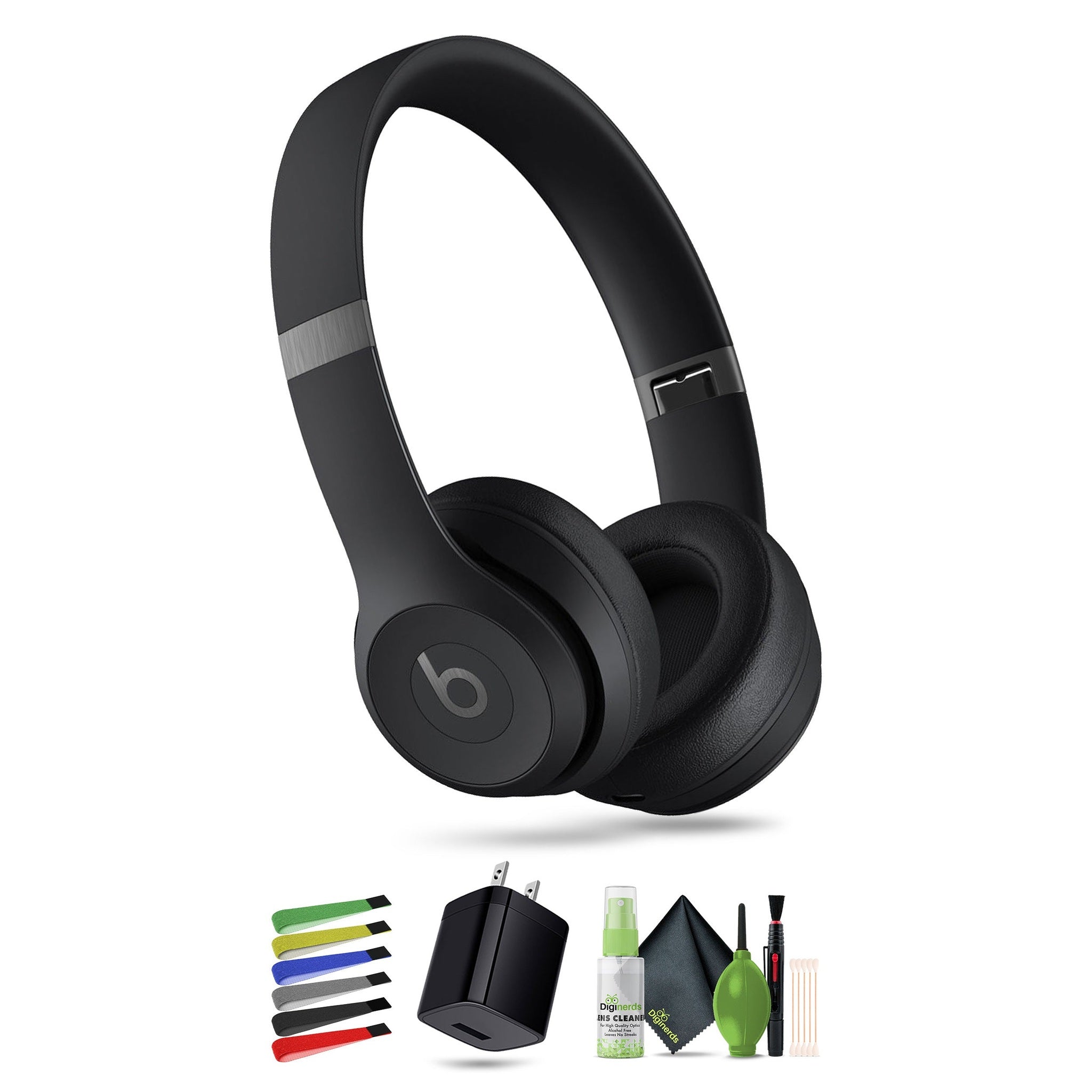 Beats Solo 4 Wireless On-Ear Headphones Matte Black Bundle With Accessories Beats