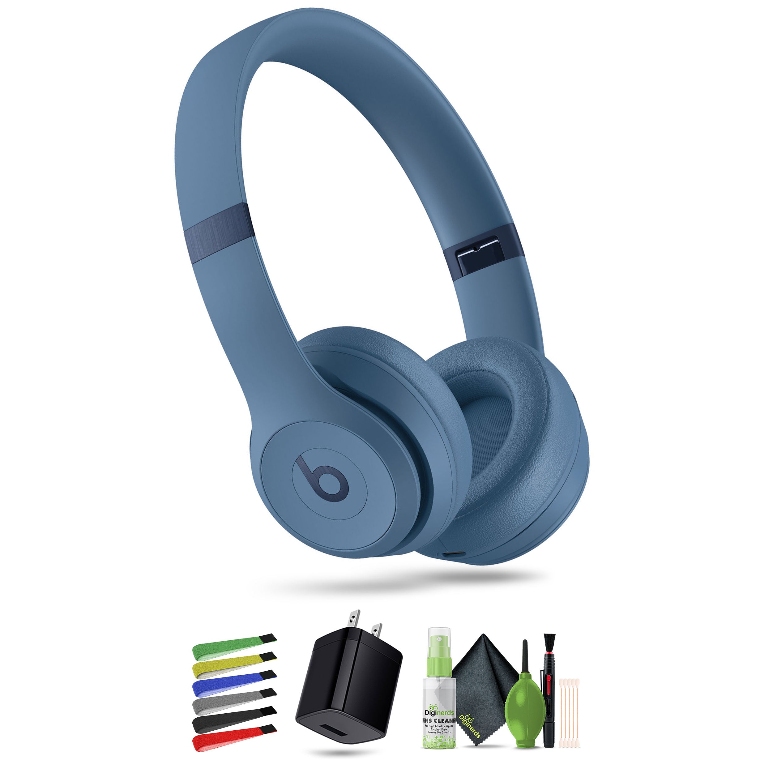 Beats Solo 4 Wireless On-Ear Headphones Slate Blue Bundle With Accessories