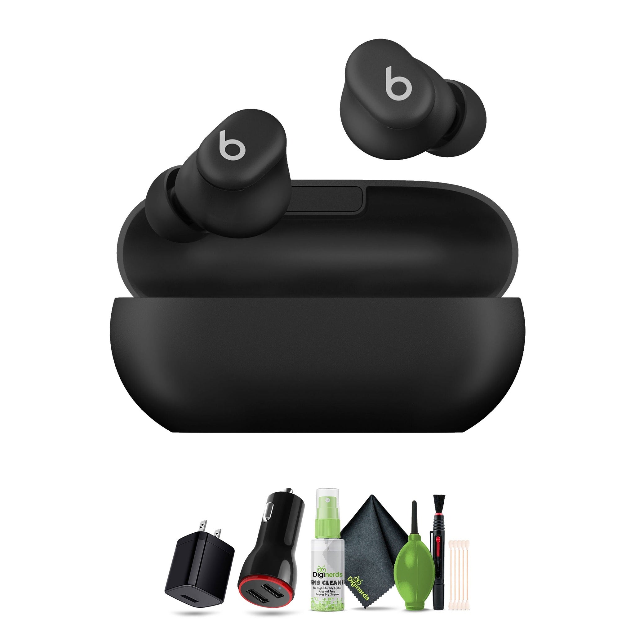 Beats by Dr. Dre Solo Buds, Wireless Bluetooth Earbuds Matte Black Bundle With More Accessories