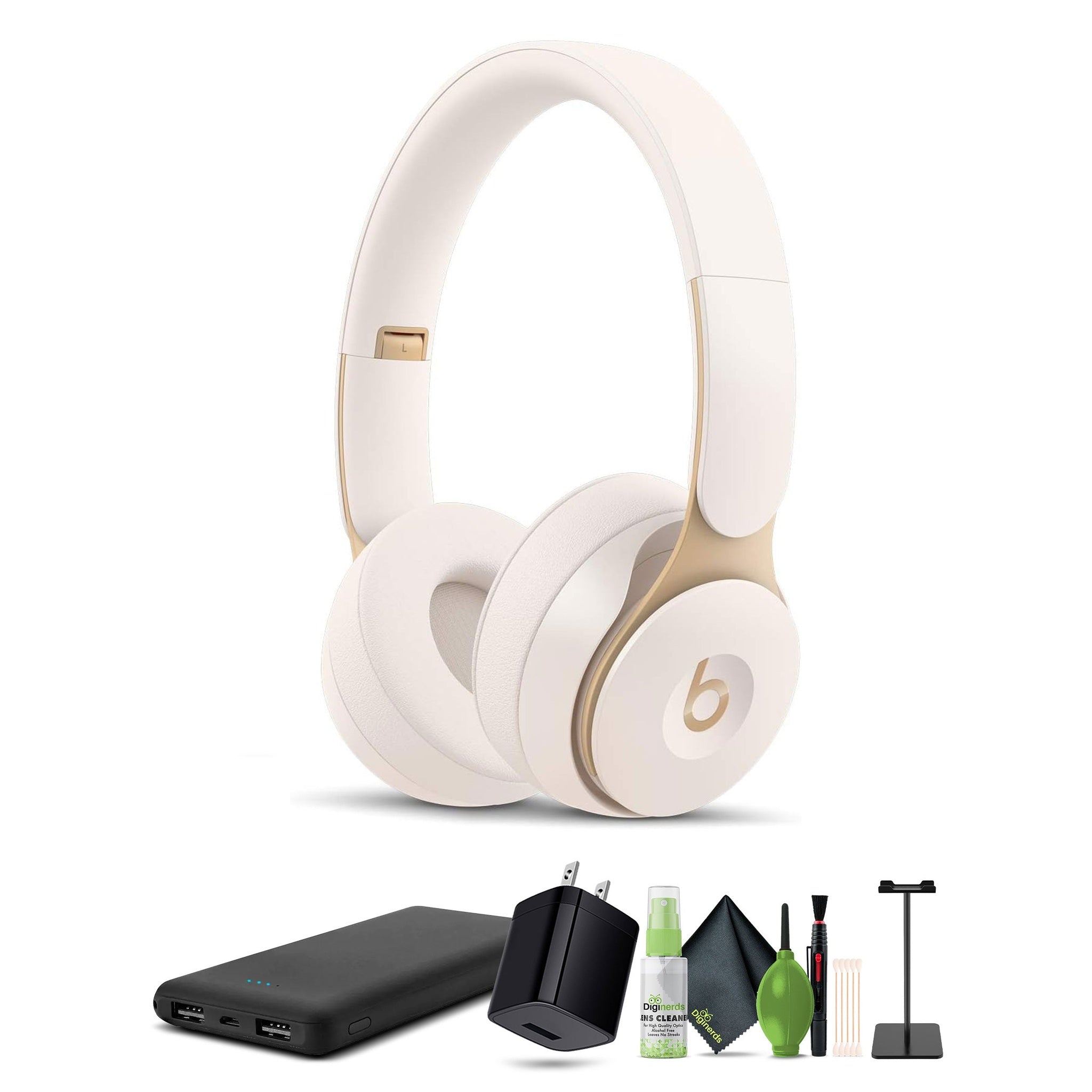 Beats Solo Pro Wireless Noise Cancelling On-Ear Headphones Ivory Bundle Beats