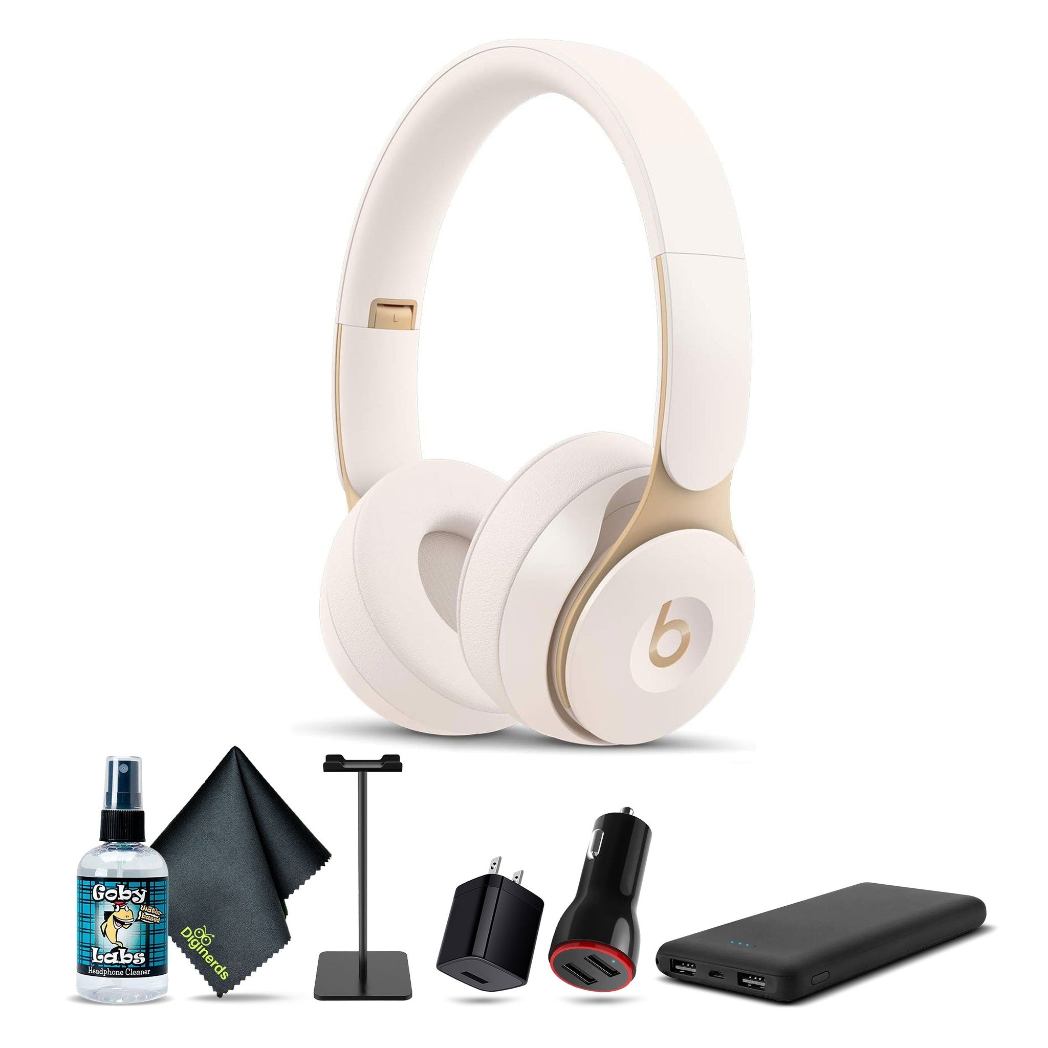 Beats Solo Pro Wireless Noise Cancelling On-Ear Headphones Ivory Bundle With Accessories Beats