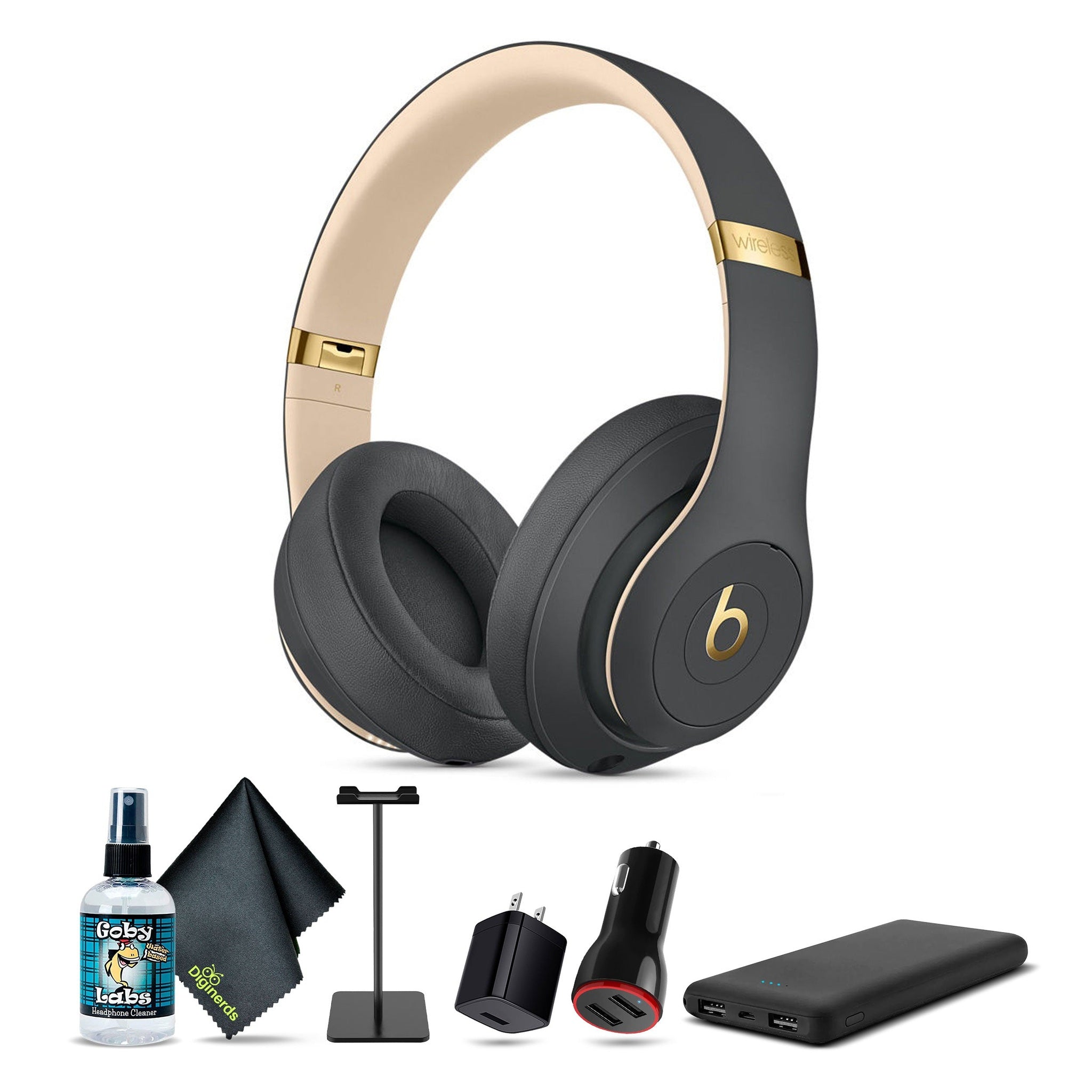 Beats Studio3 Wireless Bluetooth Headphones Shadow Gray / Skyline Bundle With Accessories Beats