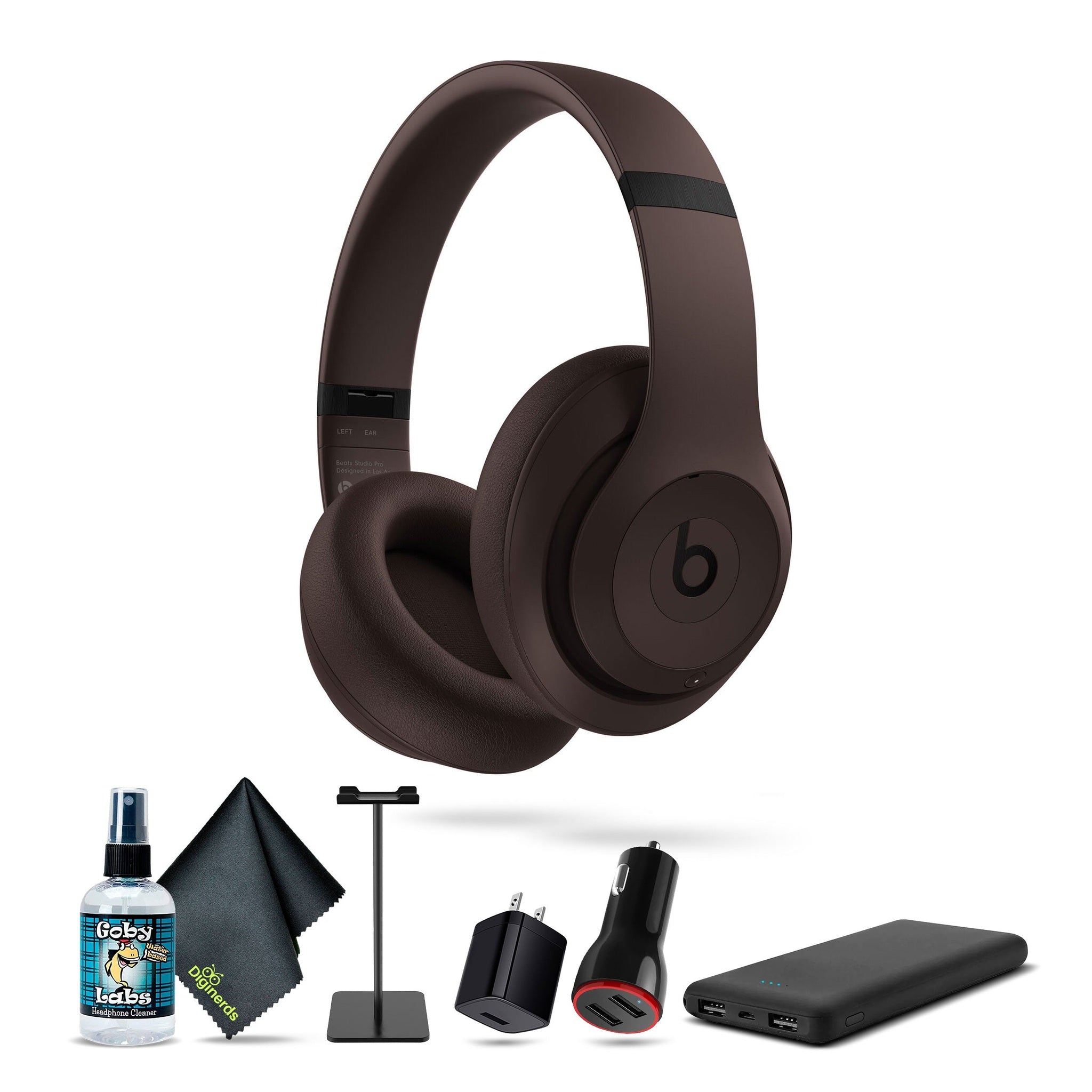 Beats by Dr. Dre Studio Pro Wireless Over-Ear Headphones Deep Brown Bundle With Accessories