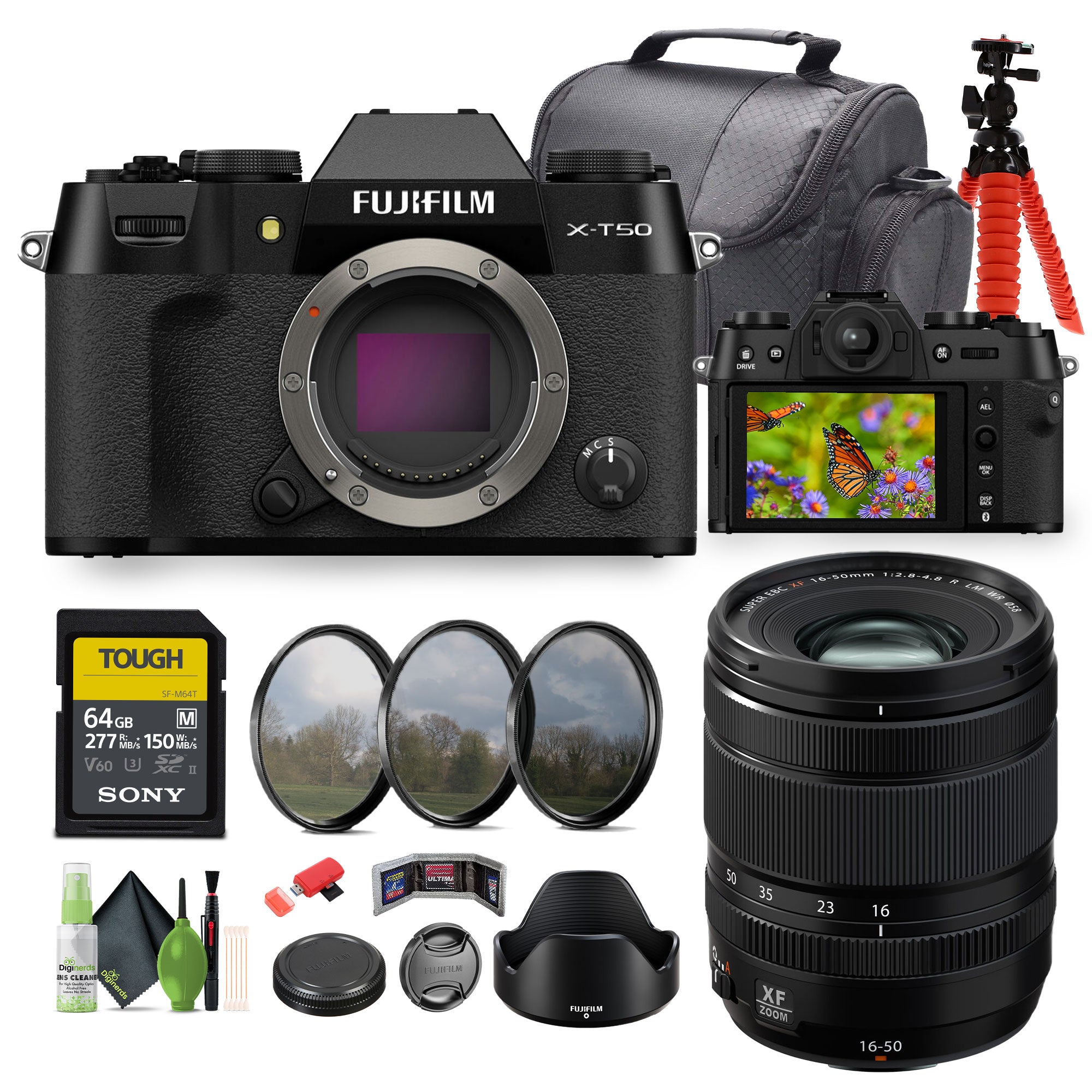 FUJIFILM XF 16-50mm f/2.8-4.8 R LM WR Lens + FUJIFILM X-T50 Body - Black Bundle