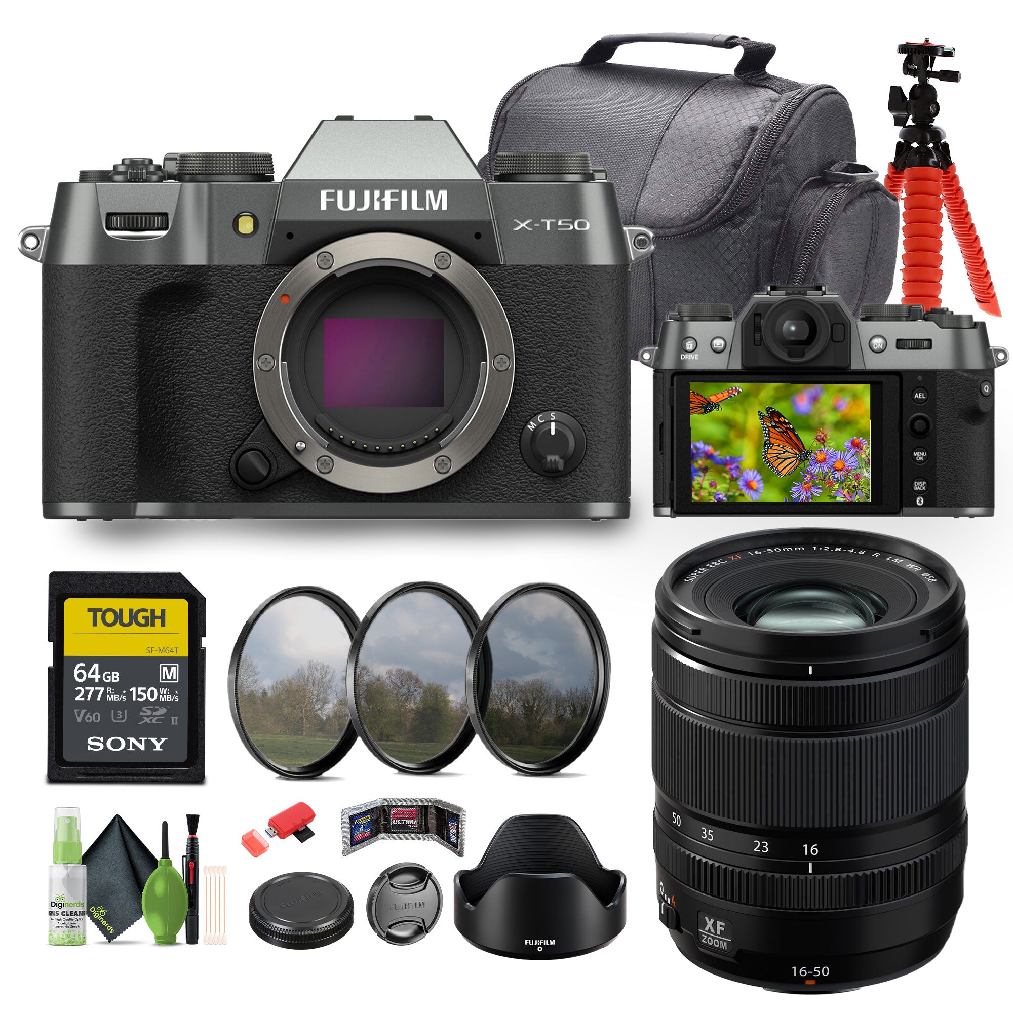 FUJIFILM XF 16-50mm f/2.8-4.8 R LM WR Lens + FUJIFILM X-T50 Body - Charcoal