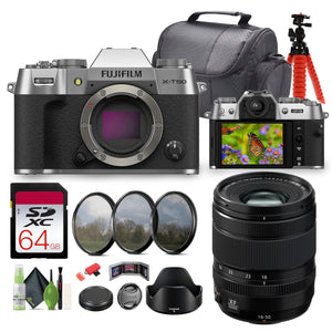 FUJIFILM XF 16-50mm f/2.8-4.8 R LM WR Lens + FUJIFILM X-T50 Body - Silver-Bundle
