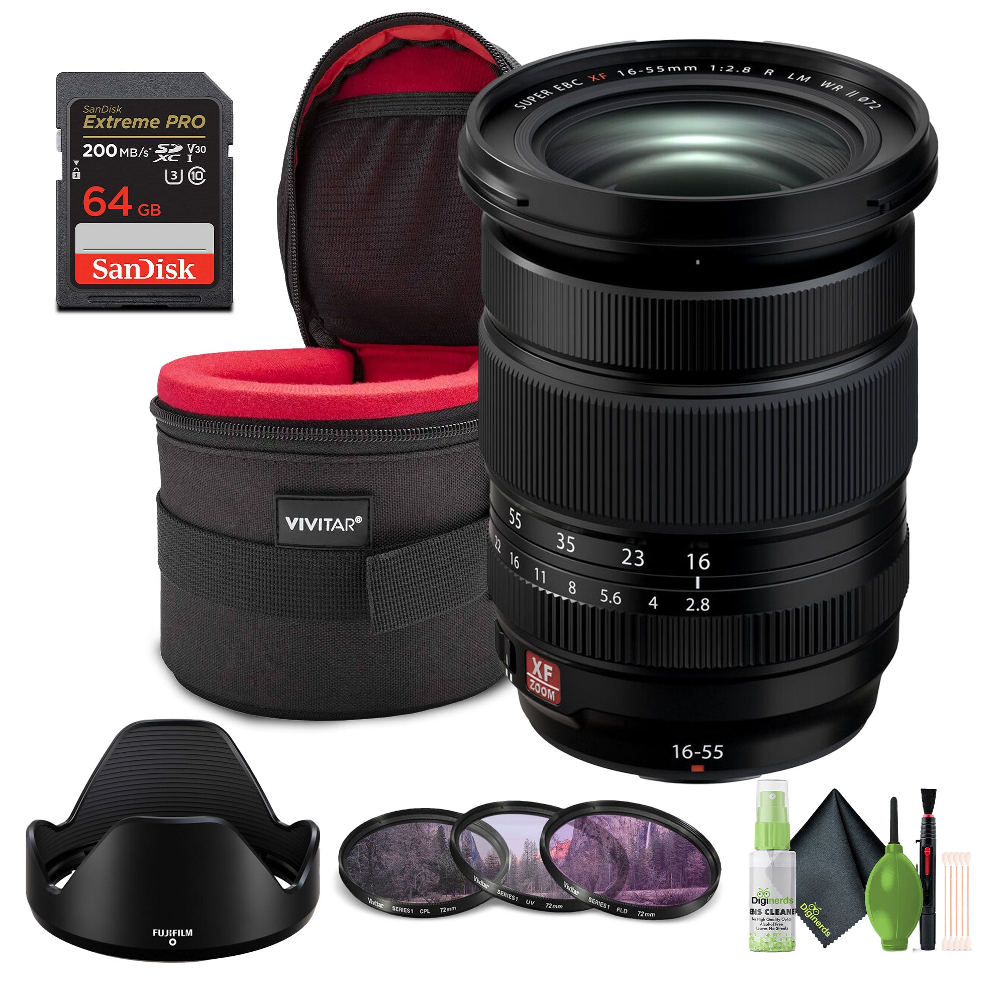 FUJIFILM XF 16-55mm f/2.8 R LM WR II Lens + Cleaning kit +  64GB Memorey Card