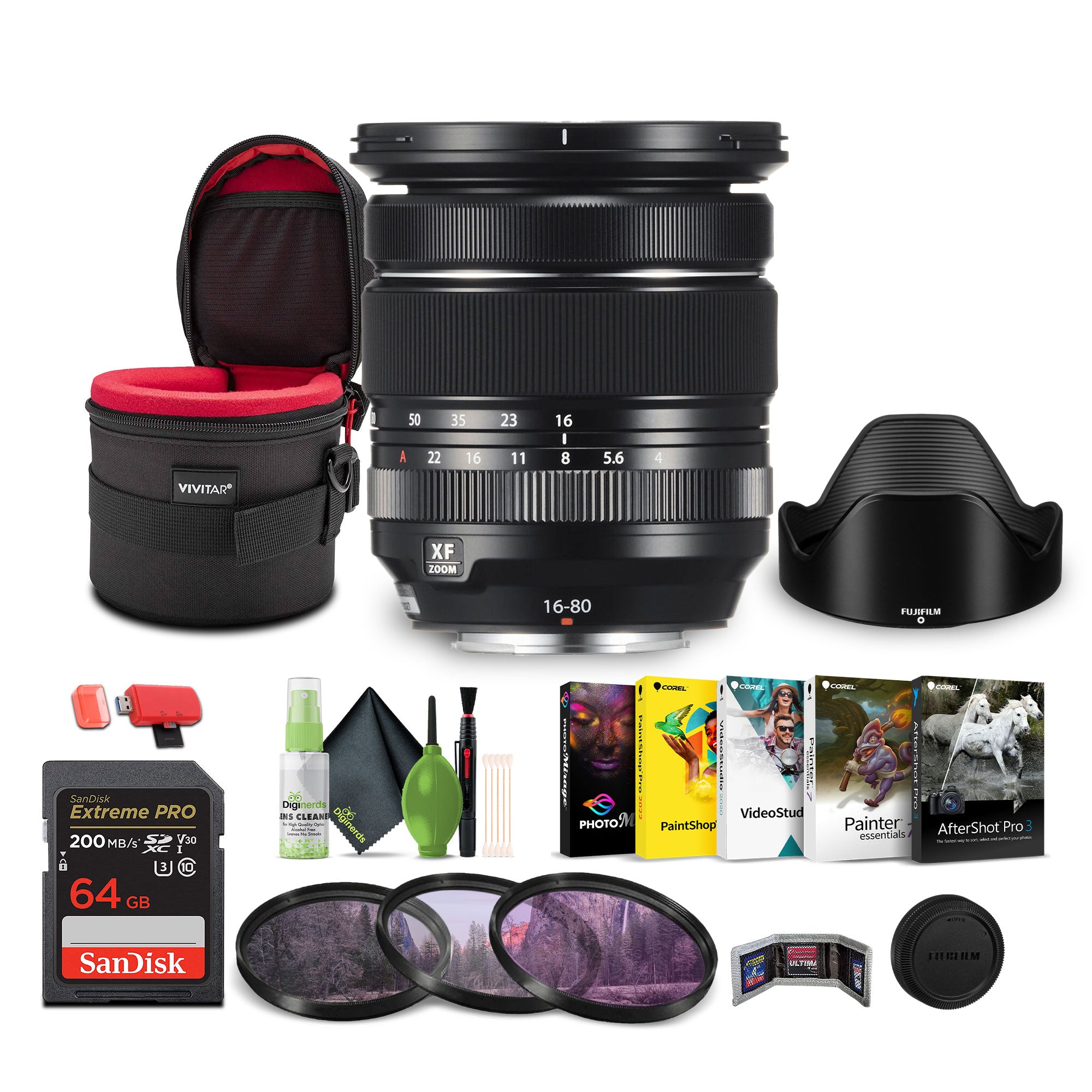 Fujinon XF16-80mm F4 R OIS WR Bundle With 64GB Memory Card + More