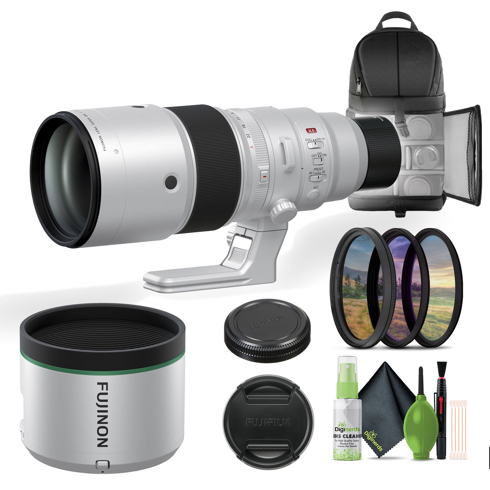 FUJIFILM XF 500mm f/5.6 R LM OIS WR Lens + Cleaning kit + Backpack + More