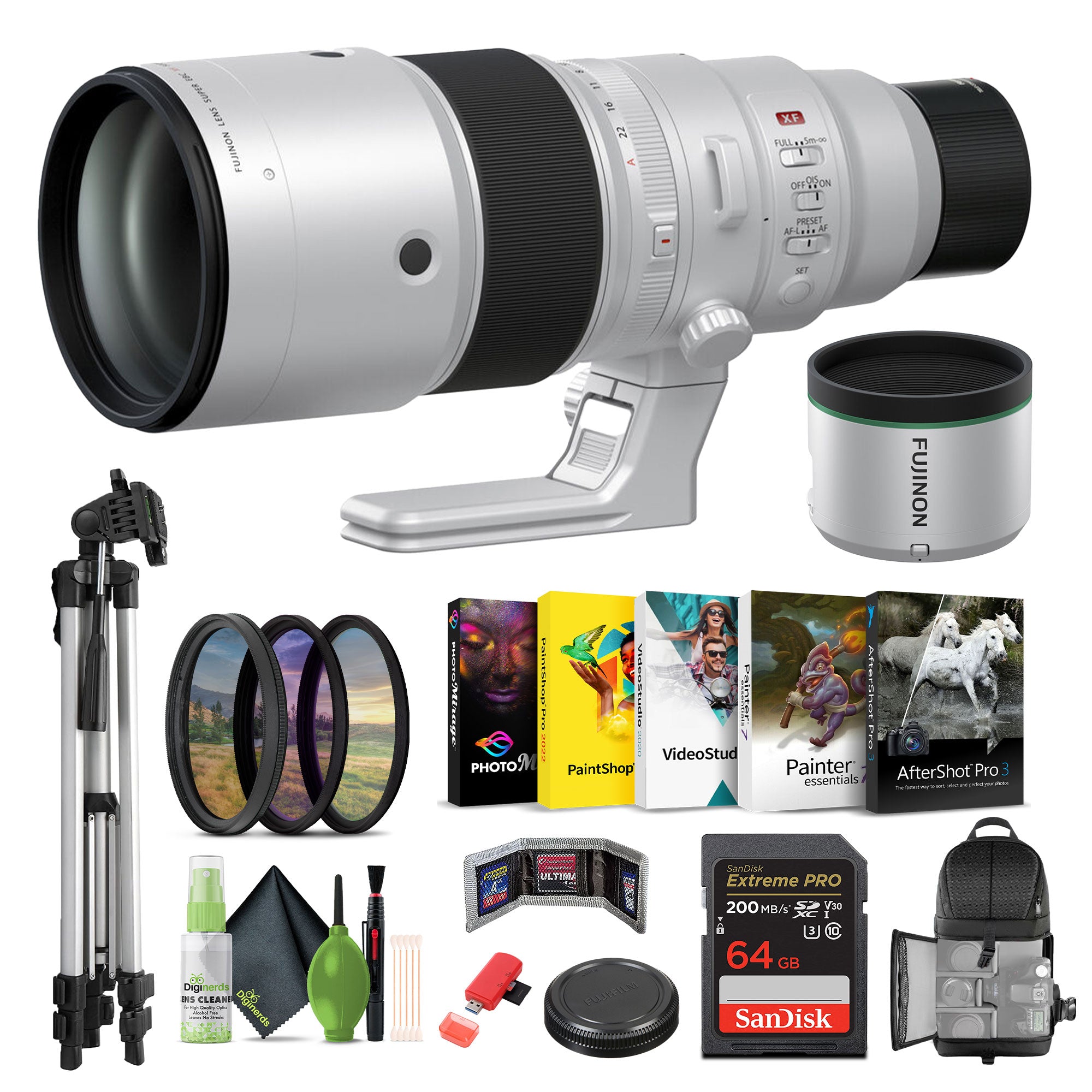 FUJIFILM XF 500mm f/5.6 R LM OIS WR Lens + 64GB Memory Card + Filter Kit + More