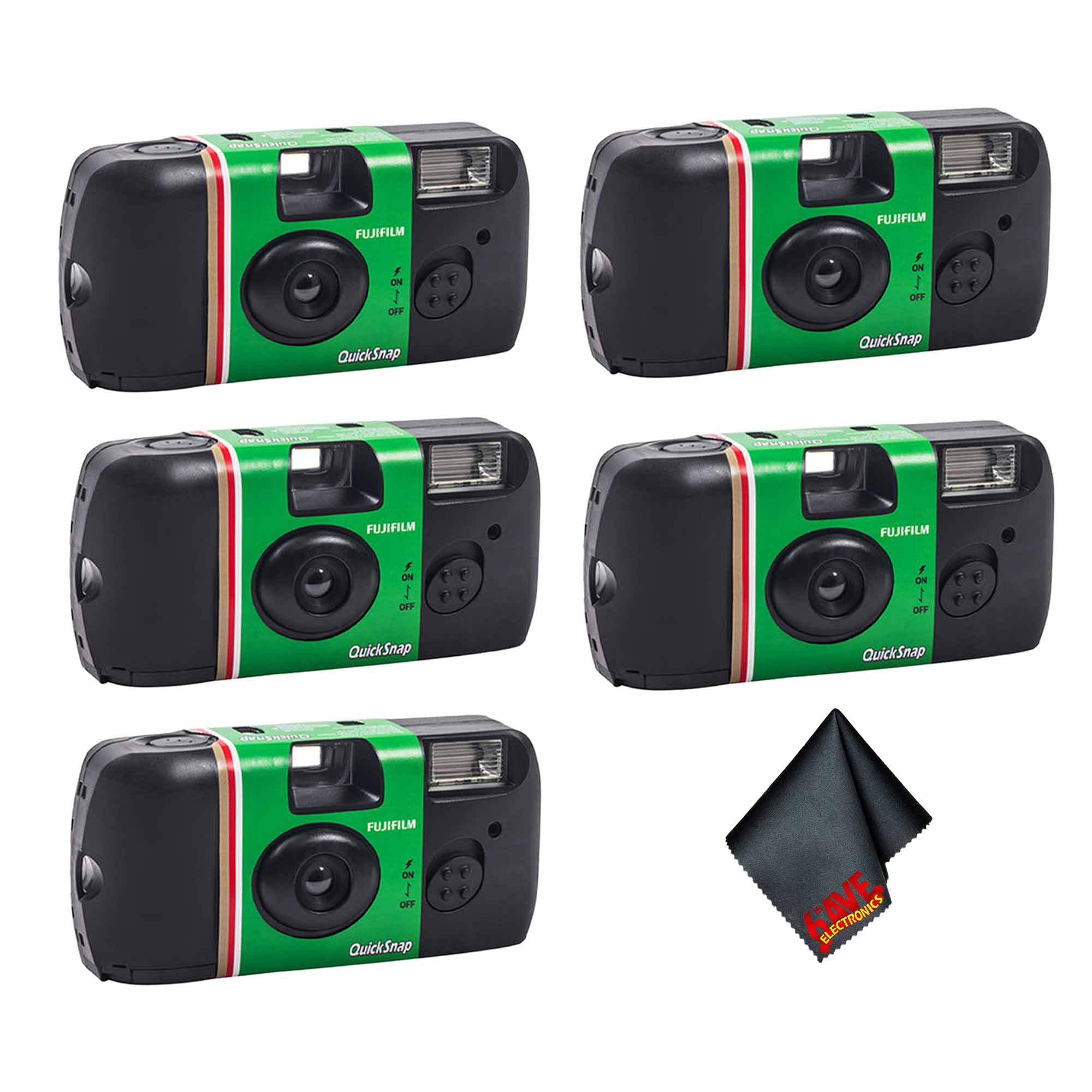 5xFUJIFILM QuickSnap Flash 400 Disposable Camera (27 Exposures), Bundle