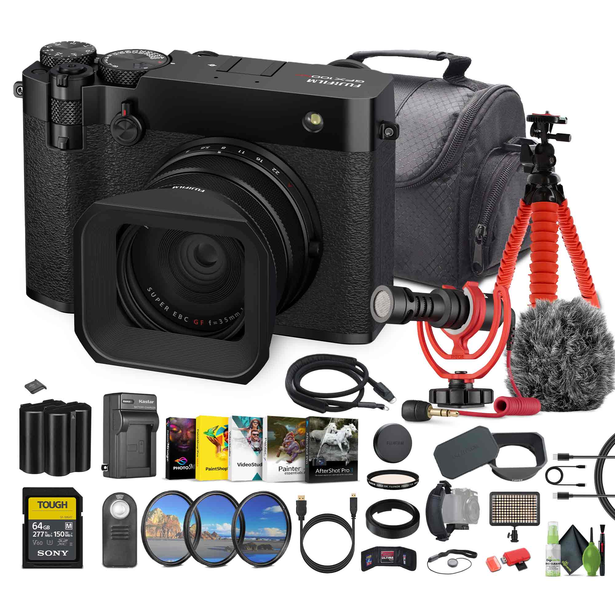 FUJIFILM GFX100RF 102MP Mirrorless Digital Camera Bundle + Accessories Black