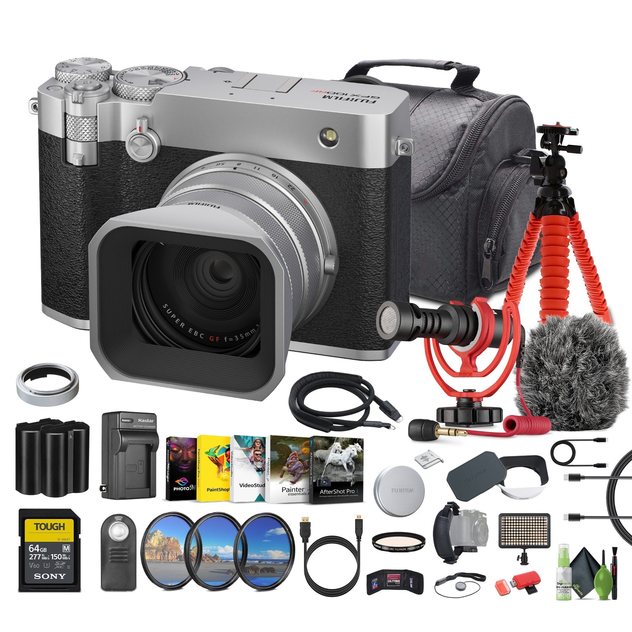 FUJIFILM GFX100RF 102MP Mirrorless Digital Camera Bundle + Accessories Silver Fujifilm