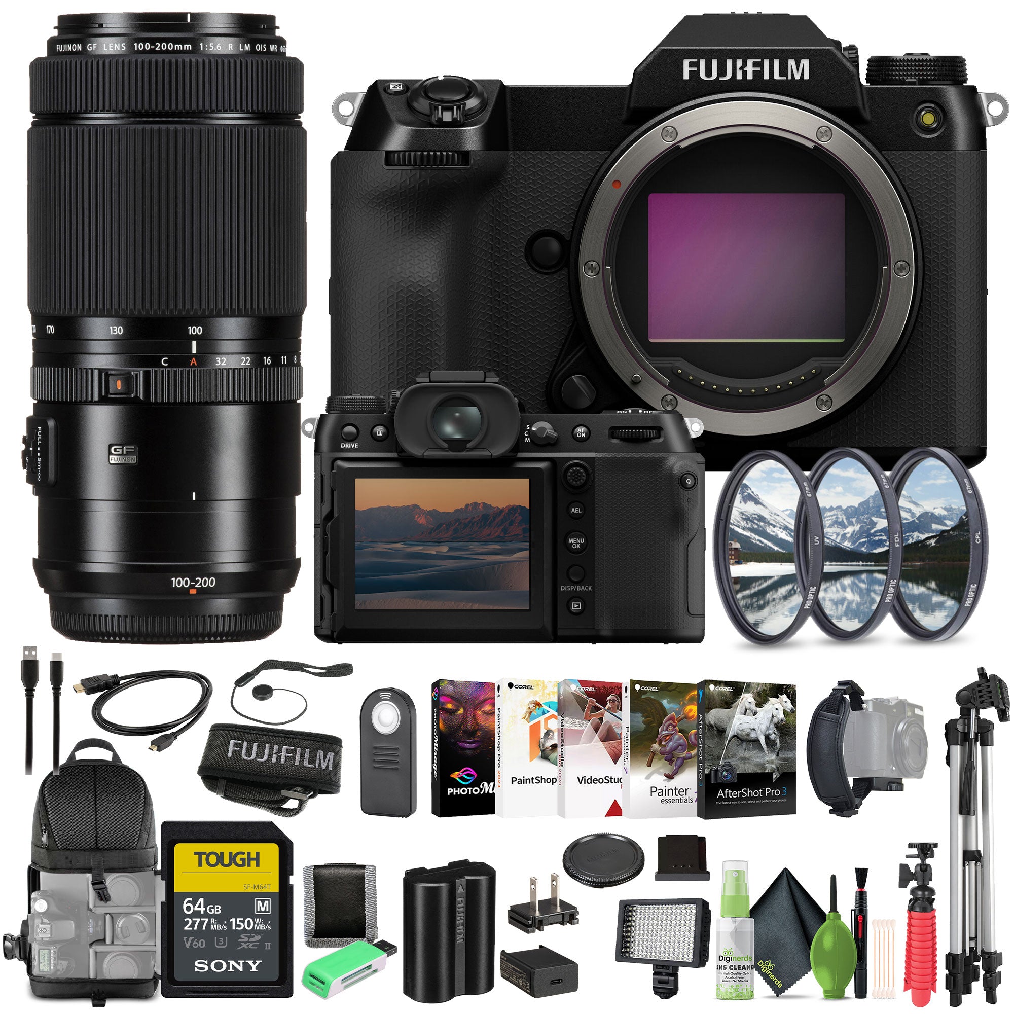 Fujifilm GFX100S II Mirrorless Medium Format Camera +GF 100-200mm f/5.6R LM Lens