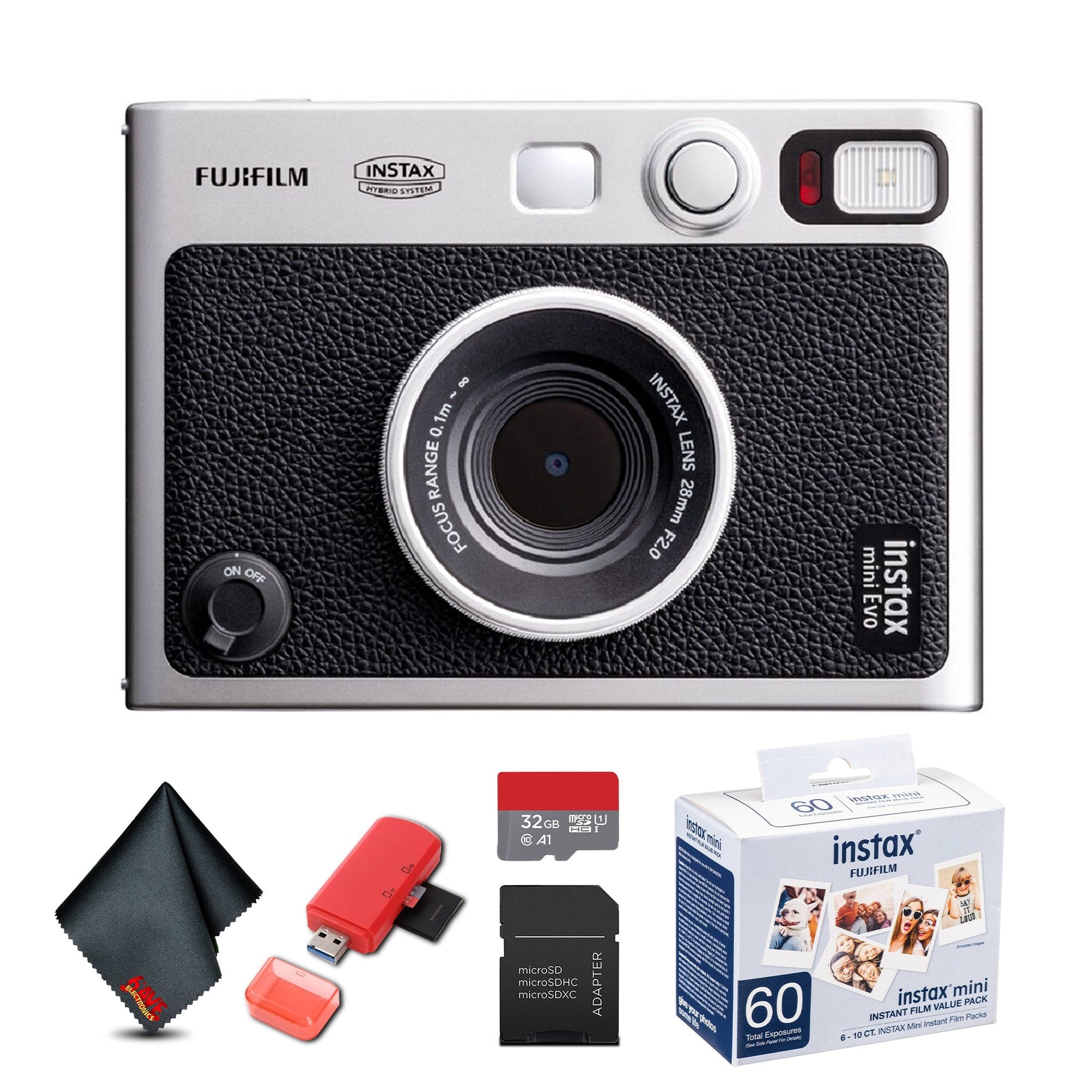 FUJIFILM INSTAX MINI EVO Hybrid Instant Camera Black , MICRO SD TO SD ADAPTER