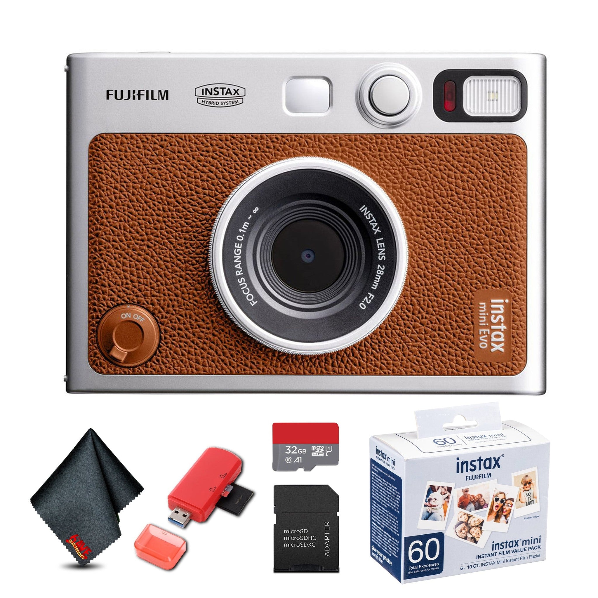 FUJIFILM INSTAX MINI EVO Hybrid Instant Camera Brown , MICRO SD TO SD ADAPTER