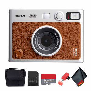 Fujifilm Instax Mini EVO Hybrid Instant Camera Brown with Micro SD to SD Adapter