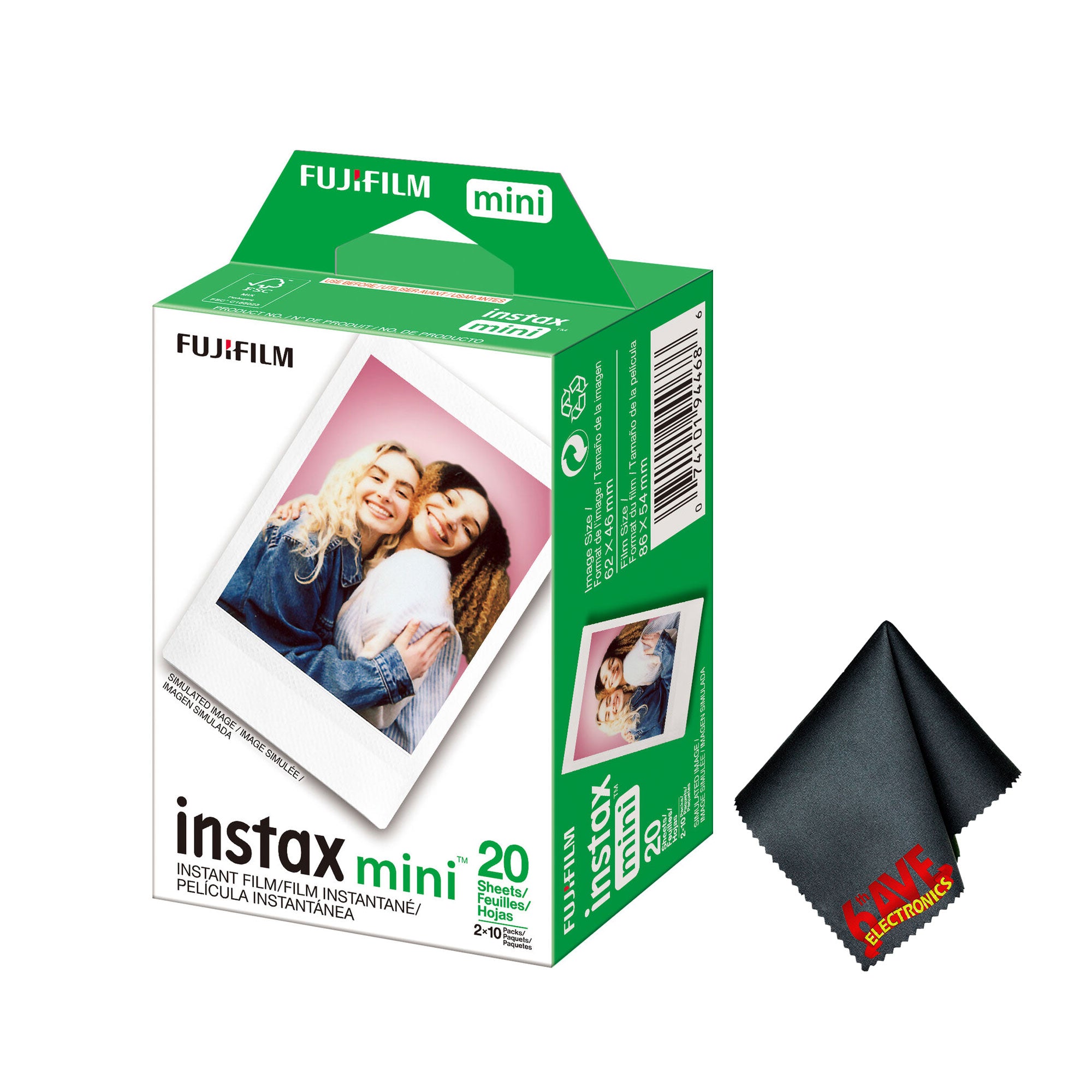 Fujifilm Instax Mini Instant Camera Film (20 Exposure) + Cleaning Cloth