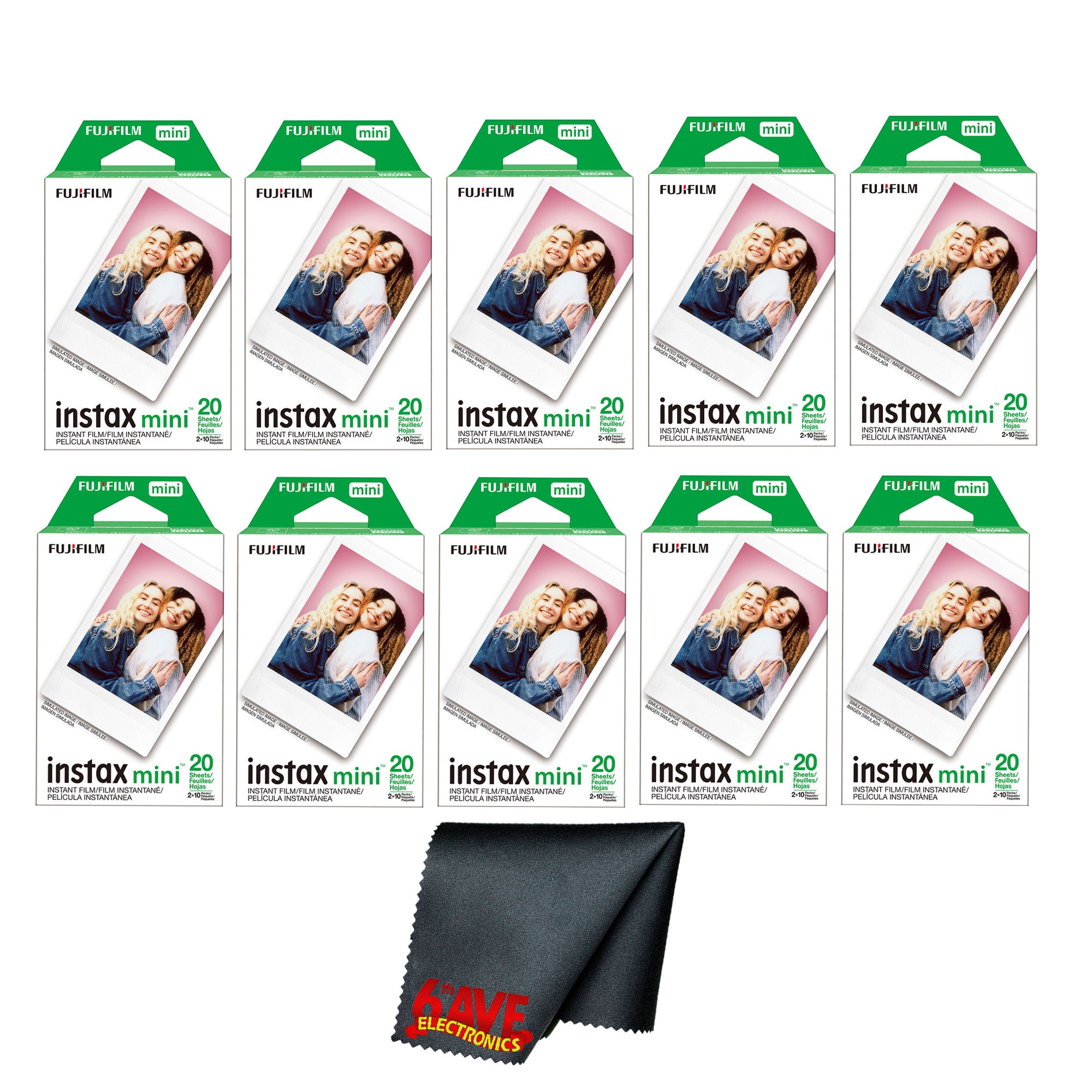 Fujifilm Instax Mini Instant Camera Film 200 Exposure + Cleaning Cloth