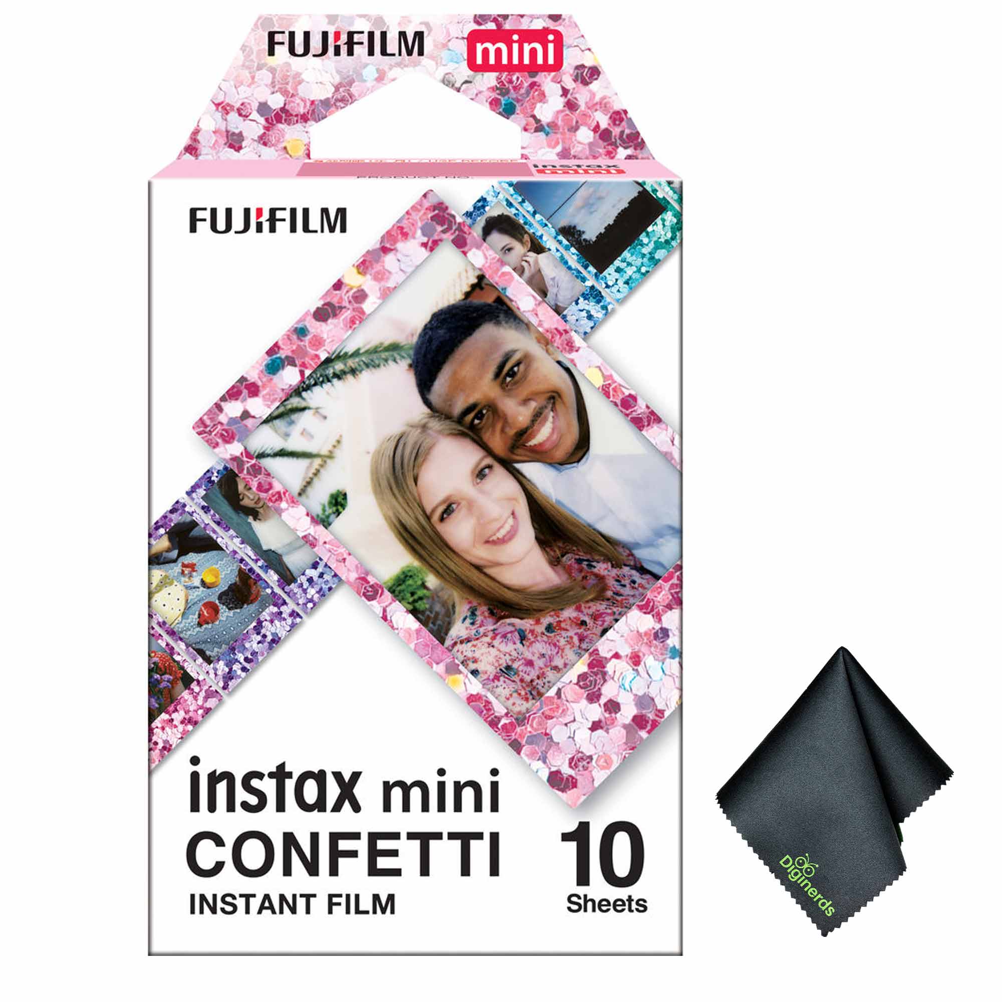 FUJIFILM INSTAX MINI Confetti Instant Film 10 Exposures , Microfiber Cleaning Cloth, Bundle