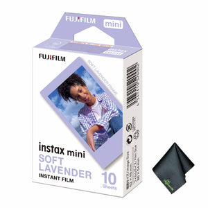 FUJIFILM INSTAX MINI Soft Lavender Instant Film 10 Exposures , Microfiber Cleaning Cloth, Bundle
