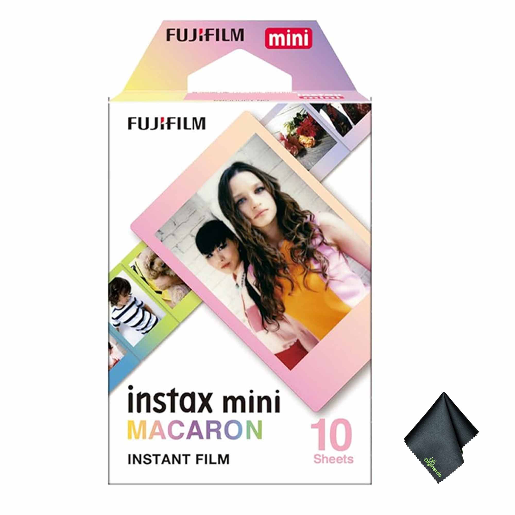 FUJIFILM INSTAX MINI Macaron Instant Film (10 Exposures), Microfiber Cleaning Cloth, Bundle