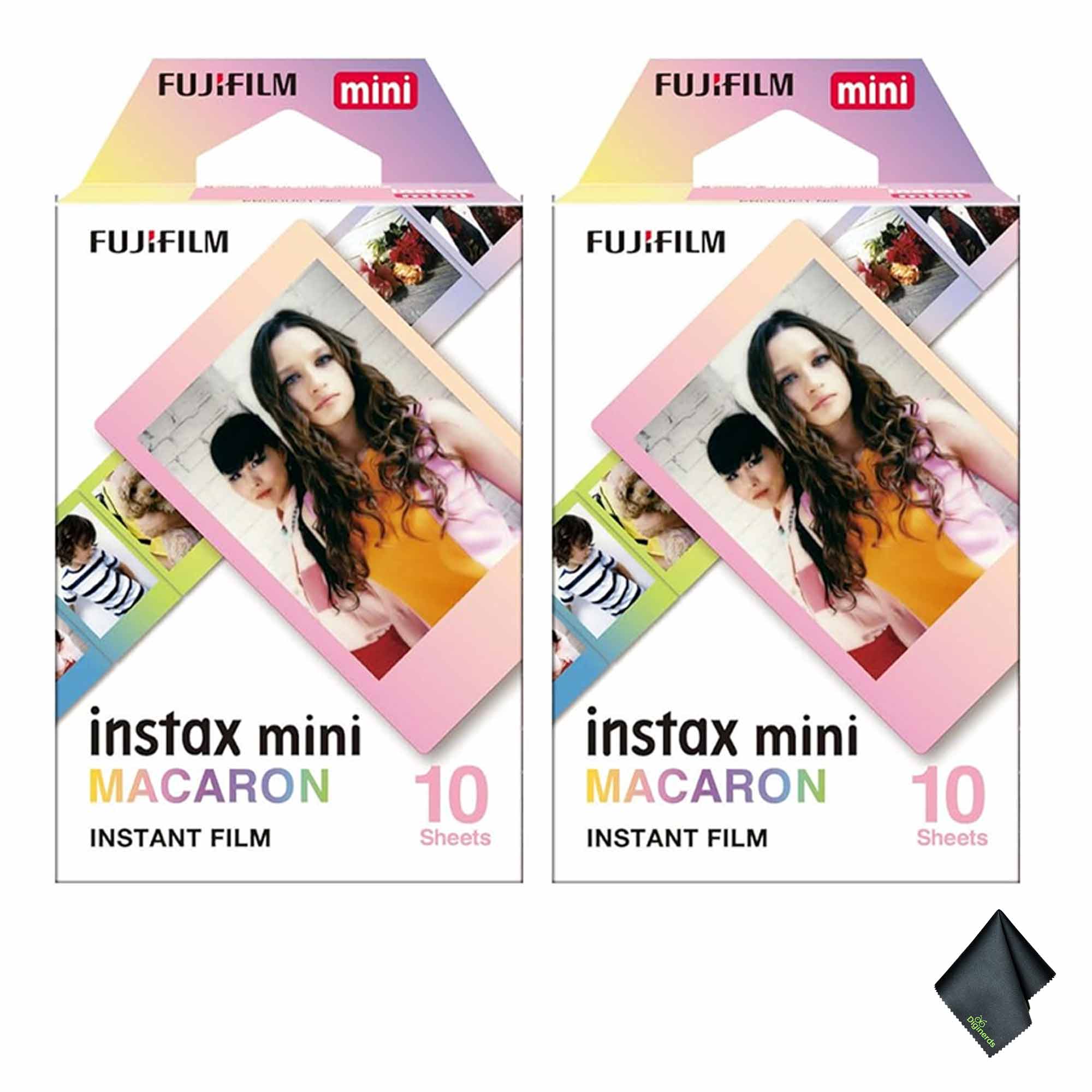 2xFUJIFILM INSTAX MINI Macaron Instant Film (10 Exposures), Microfiber Cleaning Cloth, Bundle