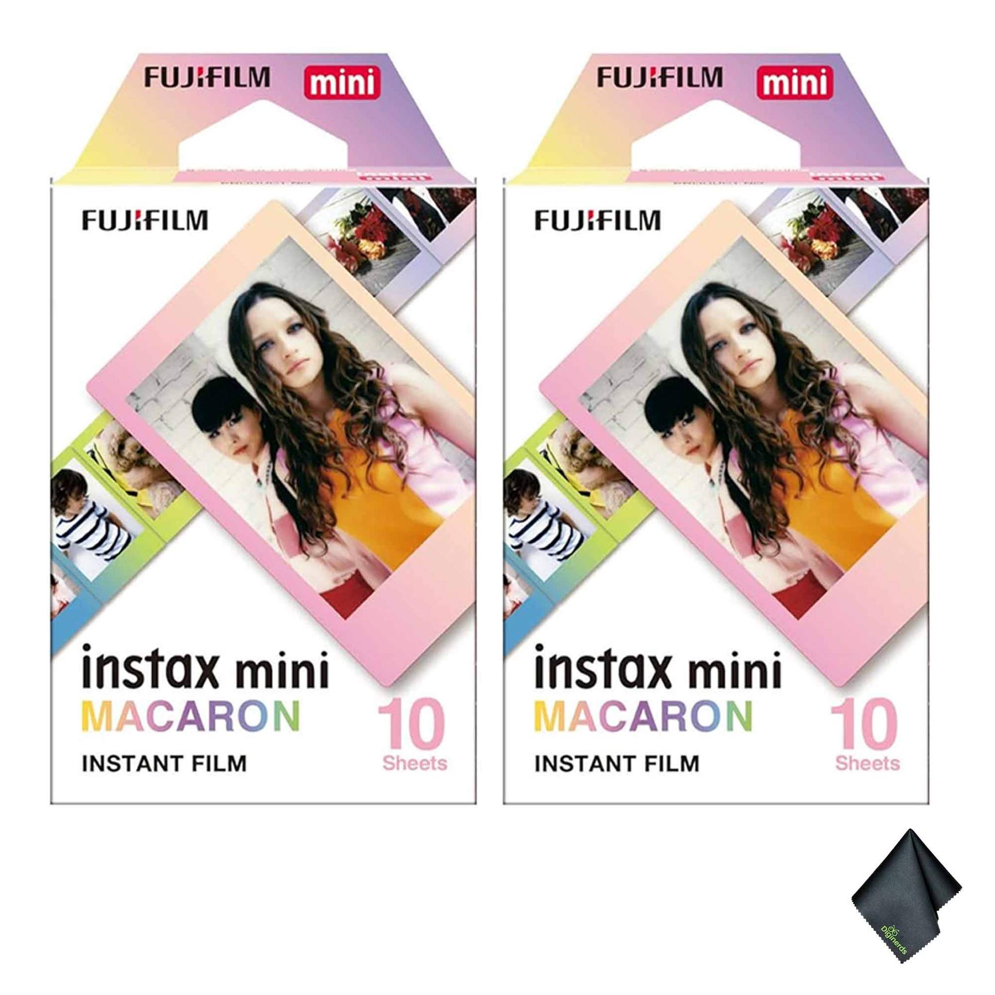 2xFUJIFILM INSTAX MINI Macaron Instant Film 10 Exposures , Microfiber Cleaning Cloth, Bundle