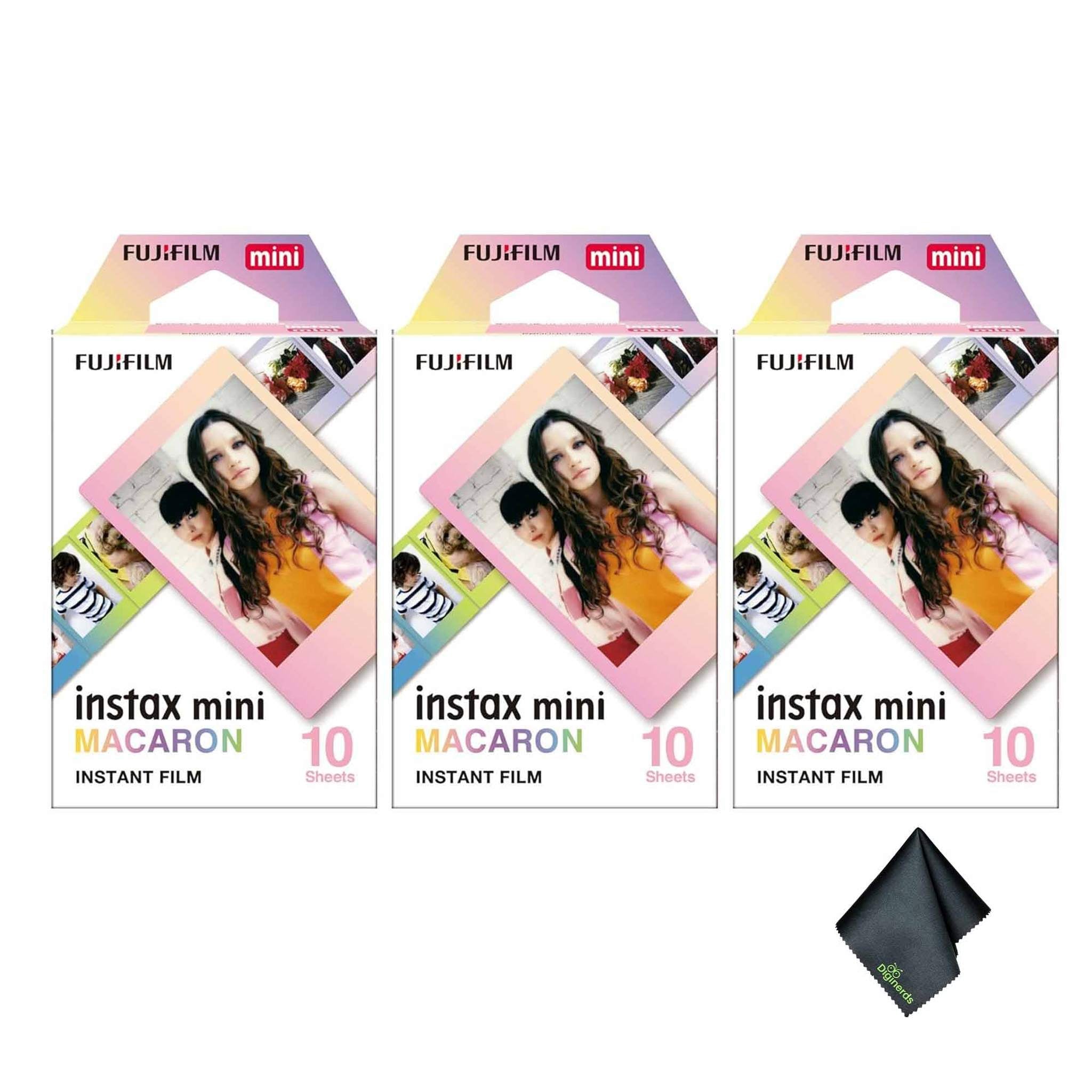 3xFUJIFILM INSTAX MINI Macaron Instant Film 10 Exposures , Microfiber Cleaning Cloth, Bundle