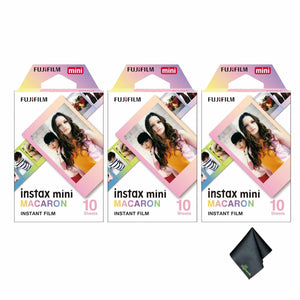 3xFUJIFILM INSTAX MINI Macaron Instant Film 10 Exposures , Microfiber Cleaning Cloth, Bundle