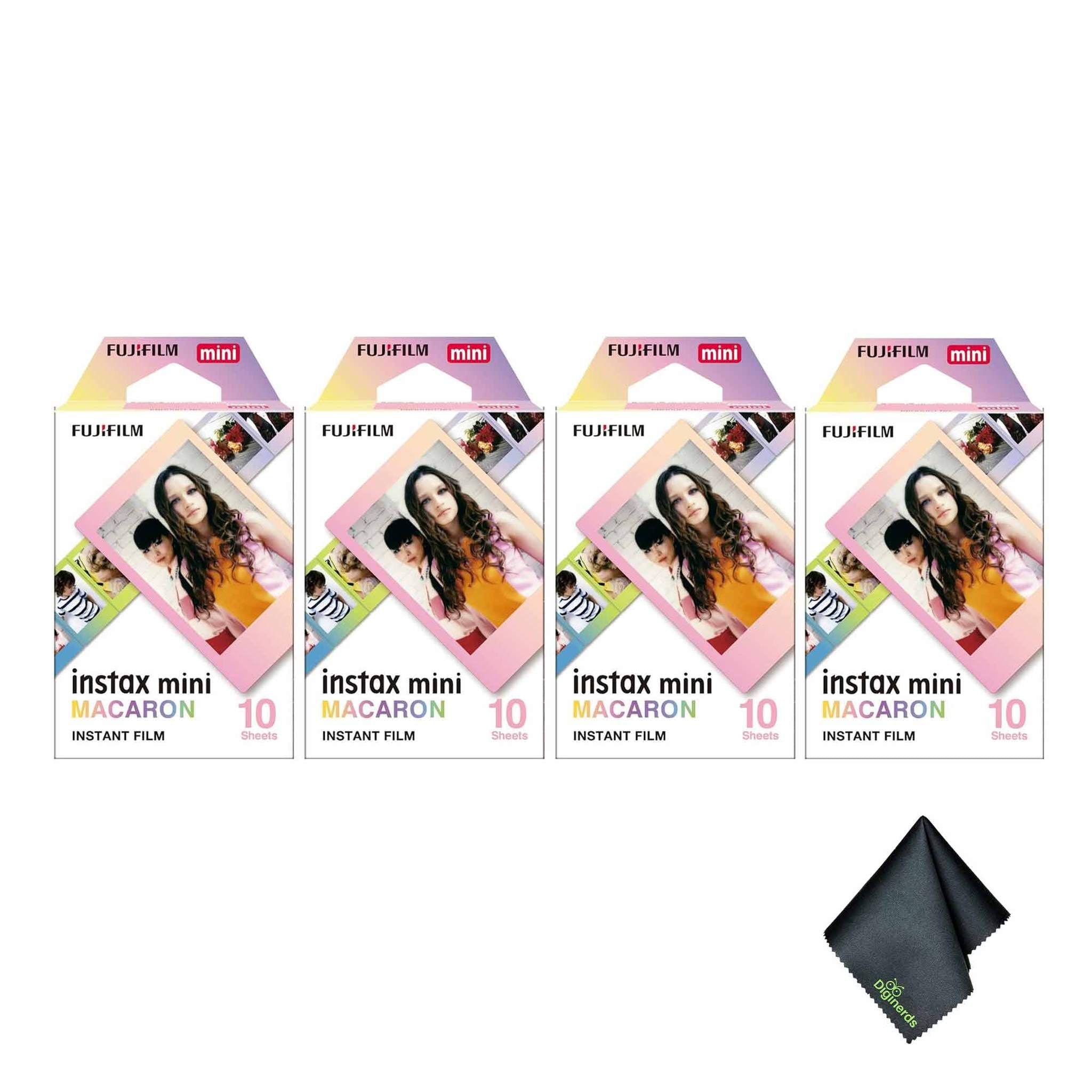 4xFUJIFILM INSTAX MINI Macaron Instant Film 10 Exposures , Microfiber Cleaning Cloth, Bundle
