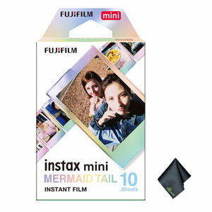 FUJIFILM INSTAX MINI Mermaid Tail Instant Film 10 Exposures , Microfiber Cleaning Cloth, Bundle
