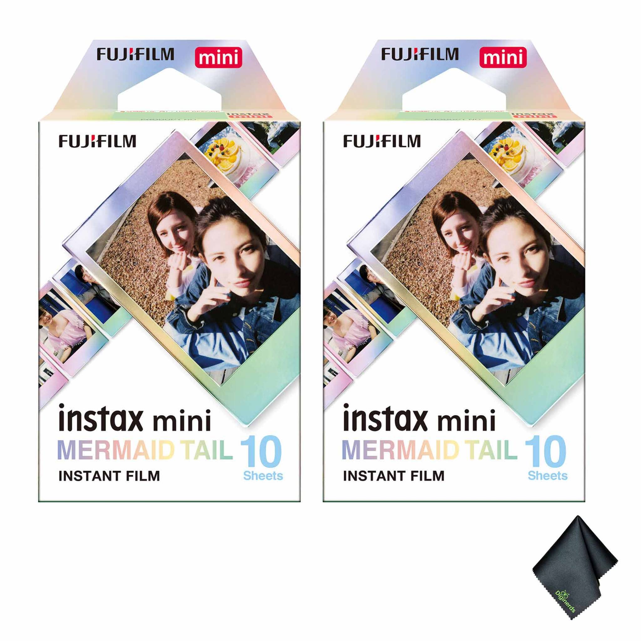 2xFUJIFILM INSTAX MINI Mermaid Tail Instant Film 10 Exposures , Microfiber Cleaning Cloth, Bundle