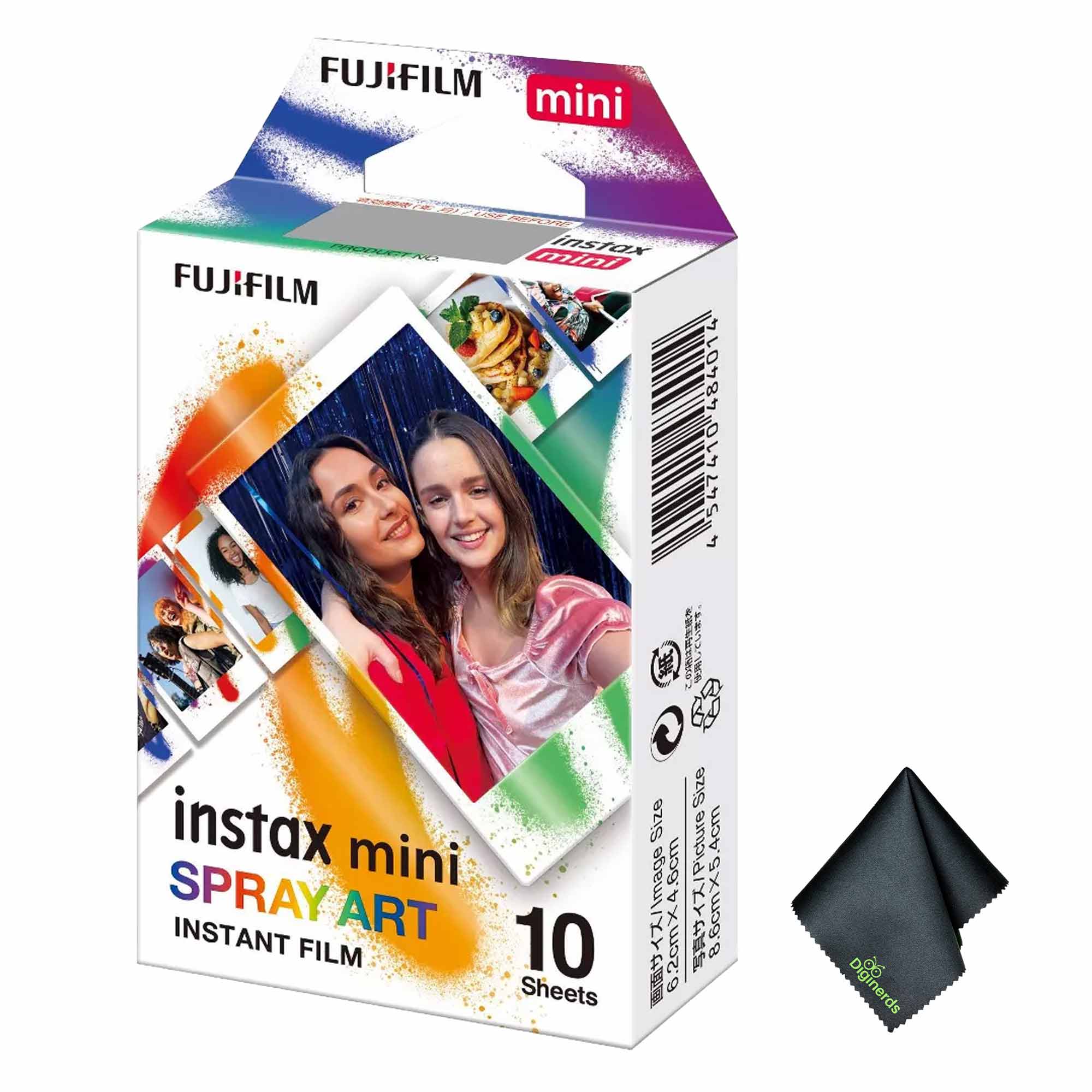 FUJIFILM INSTAX MINI Spray Art Instant Film (10 Exposures), Microfiber Cleaning Cloth, Bundle